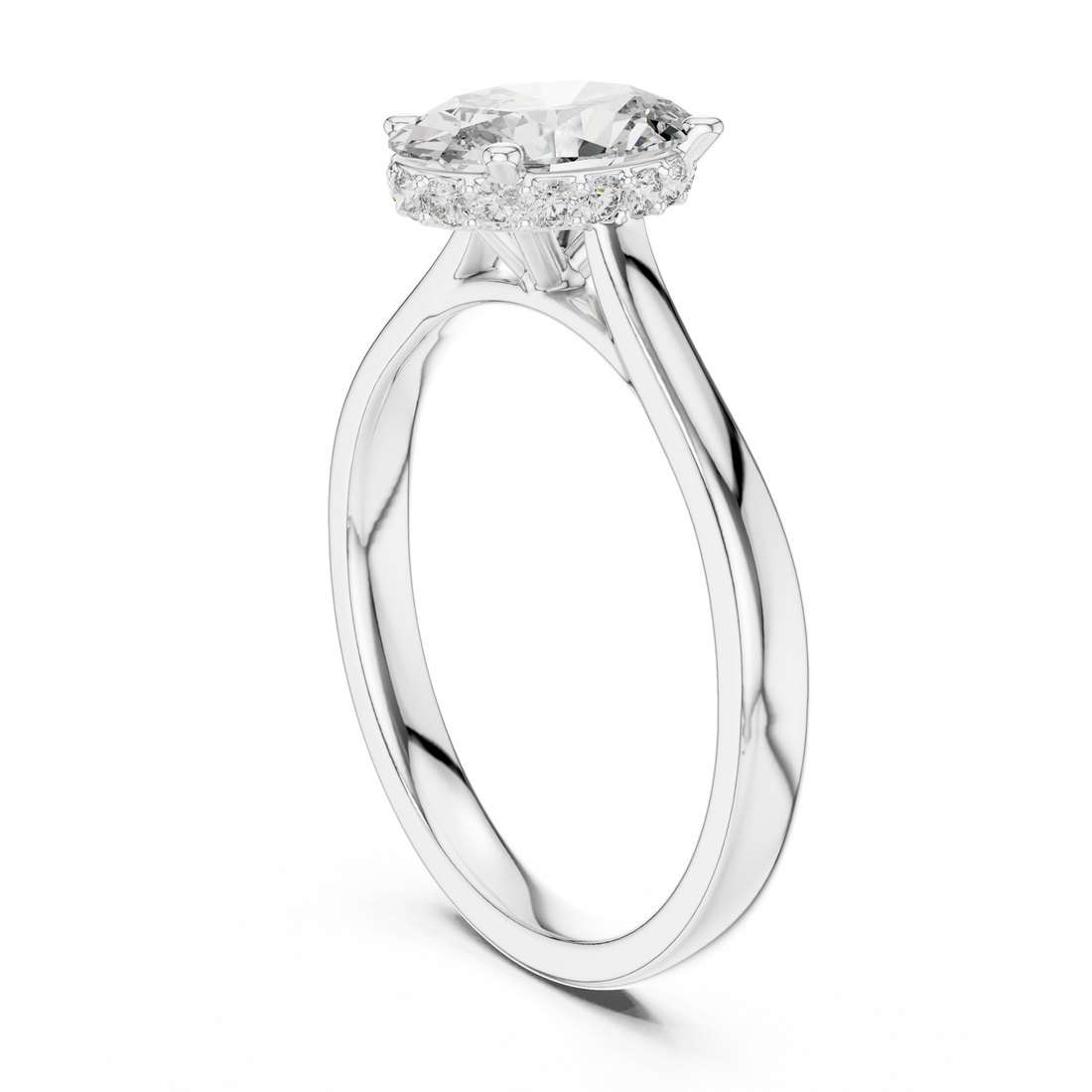 Modern Oval Diamond Engagement Ring with Hidden Sparkle
