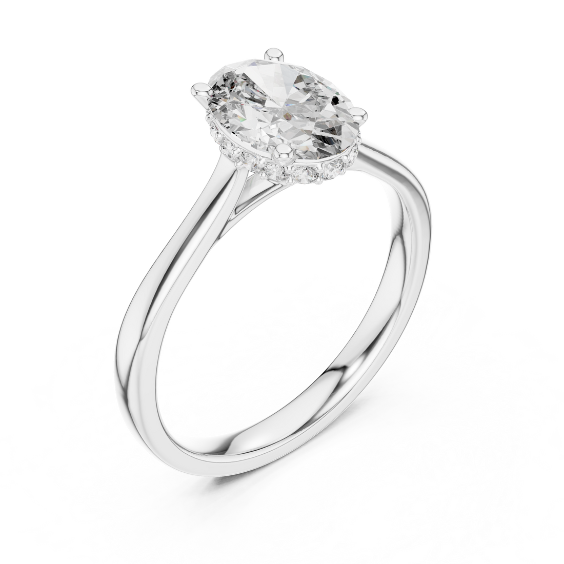 Modern Oval Diamond Engagement Ring with Hidden Sparkle