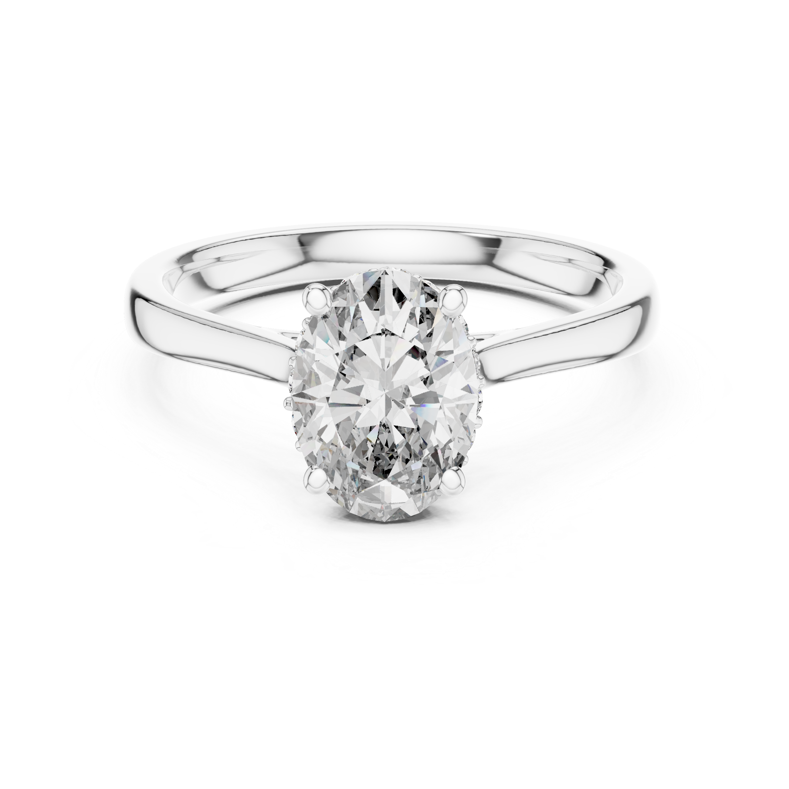 Modern Oval Diamond Engagement Ring with Hidden Sparkle