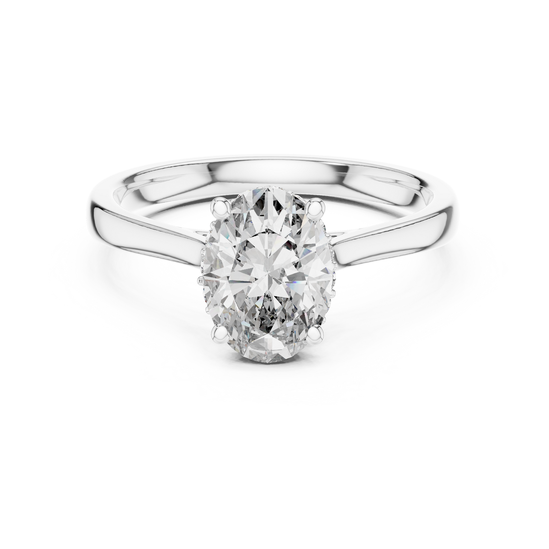 Modern Oval Diamond Engagement Ring with Hidden Sparkle