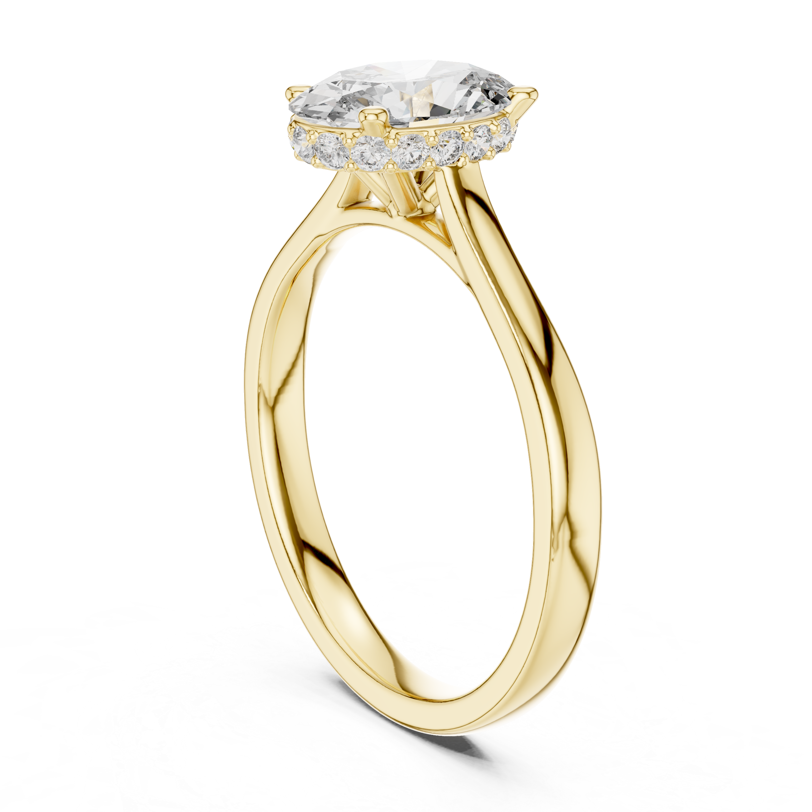 Modern Oval Diamond Engagement Ring with Hidden Sparkle