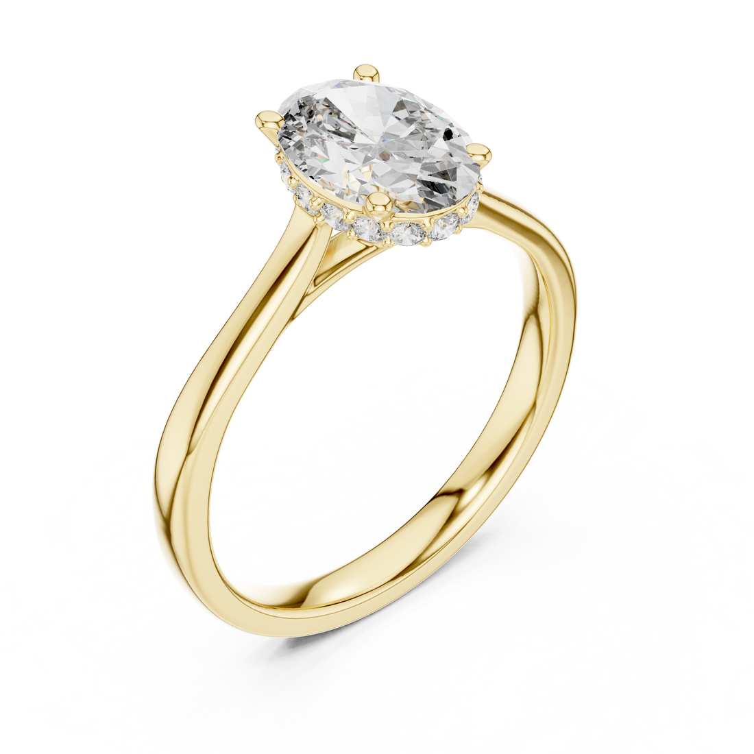 Modern Oval Diamond Engagement Ring with Hidden Sparkle