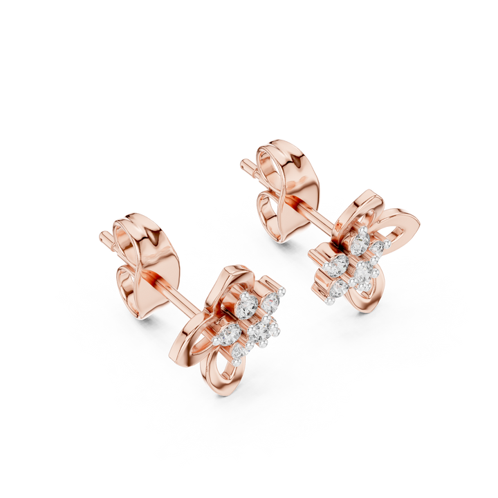 Dainty Diamond Stud Earrings, Stylish Floral Minimal Designer Jewelry