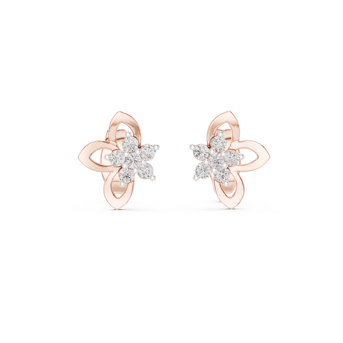 Dainty Diamond Stud Earrings, Stylish Floral Minimal Designer Jewelry