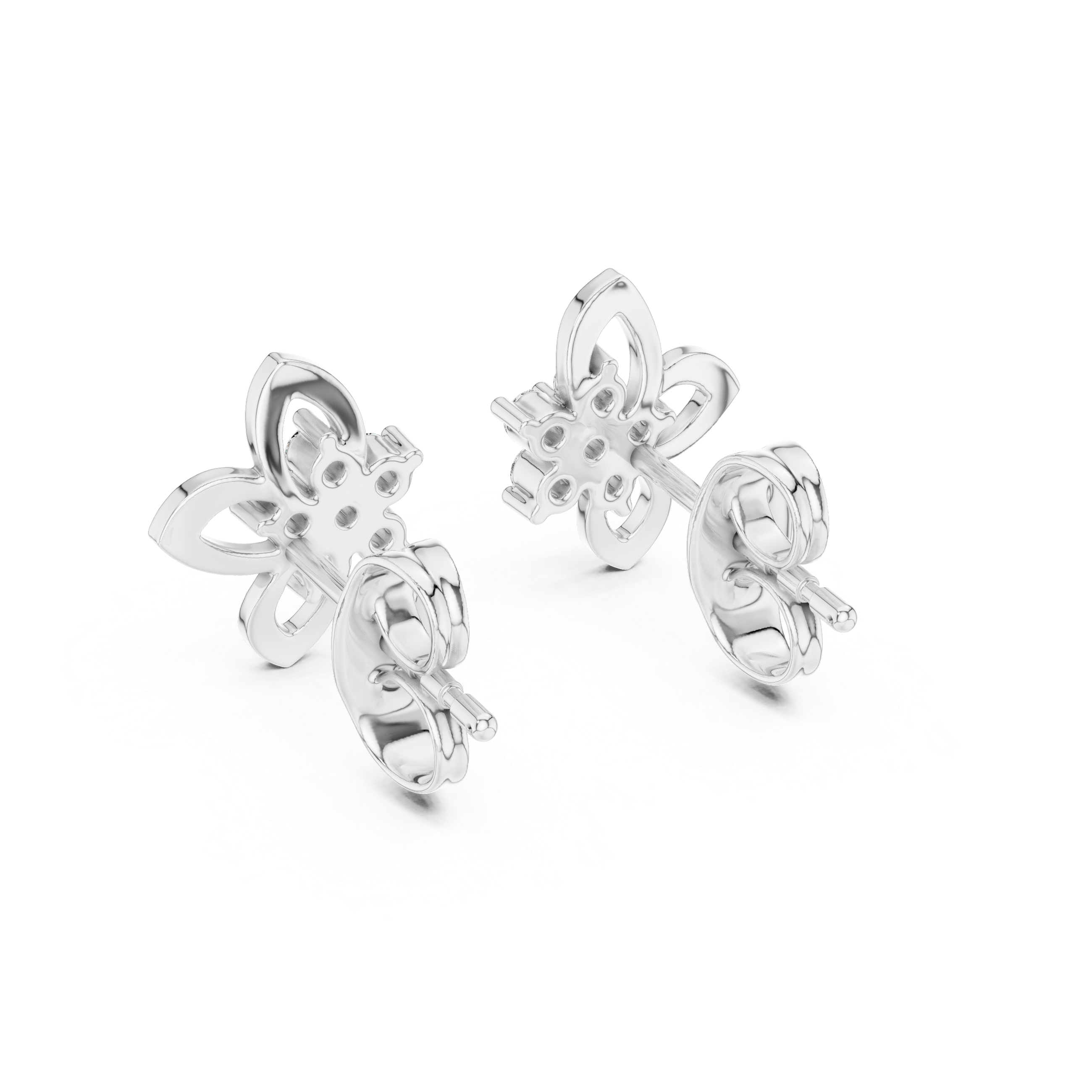 Dainty Diamond Stud Earrings, Stylish Floral Minimal Designer Jewelry