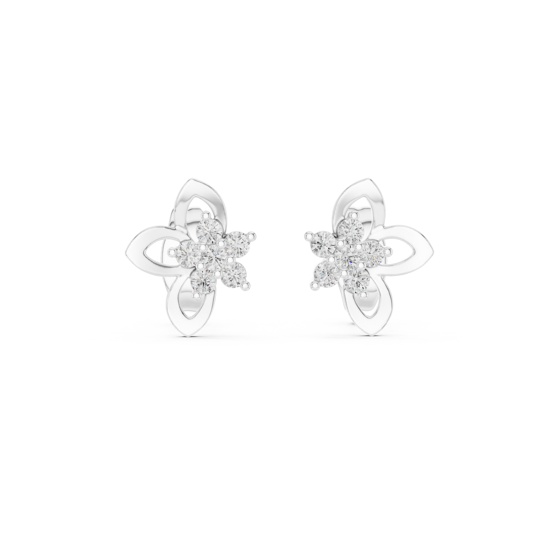 Dainty Diamond Stud Earrings, Stylish Floral Minimal Designer Jewelry