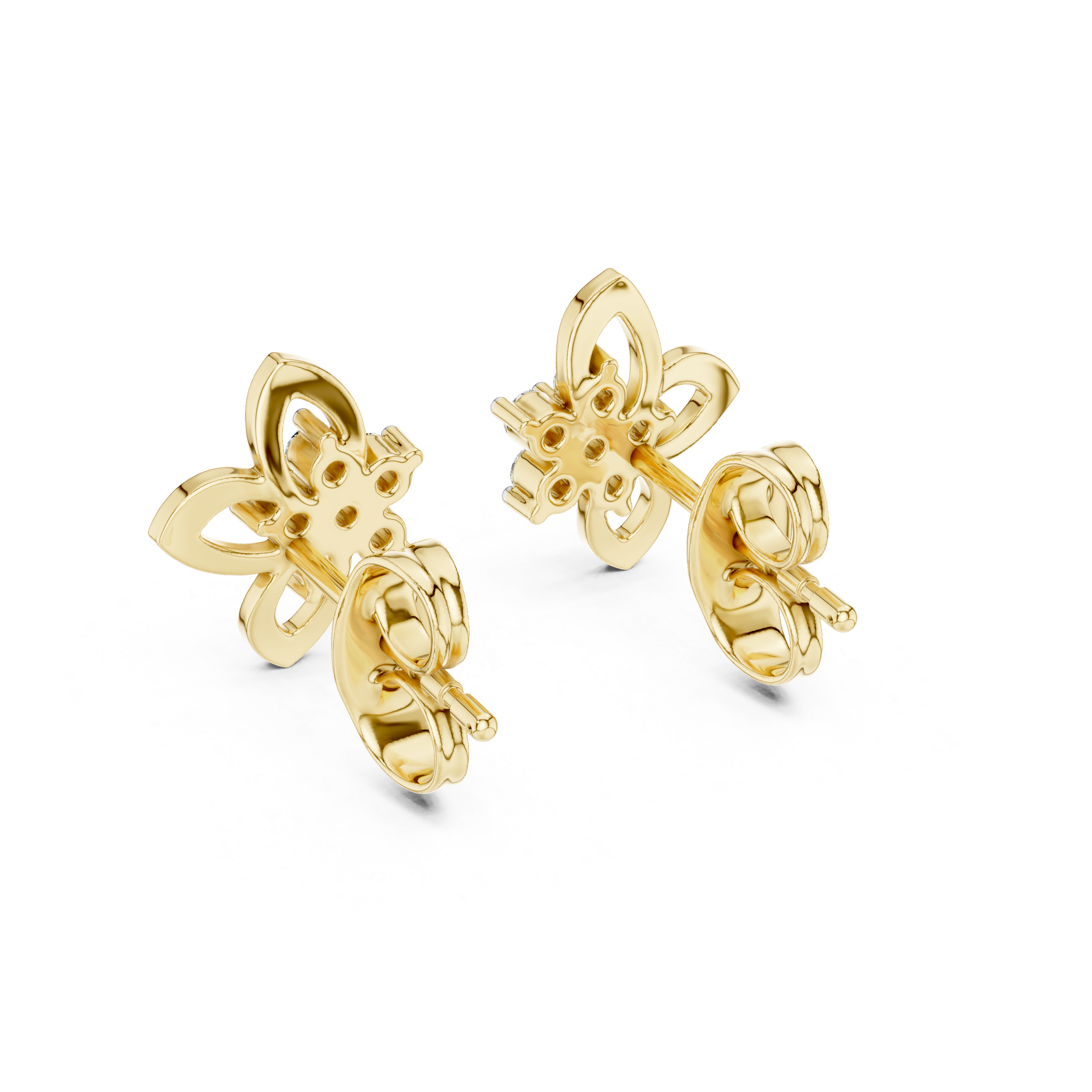 Dainty Diamond Stud Earrings, Stylish Floral Minimal Designer Jewelry