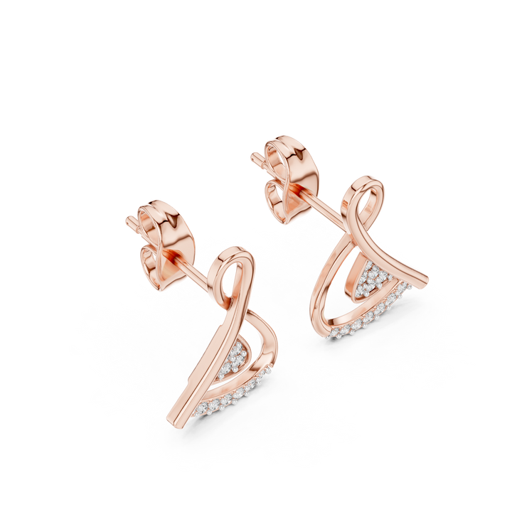 Contemporary Infinity Knot Rose Gold Earrings with Diamond Accents – Stylish Geometric Design for Women’s Fine Jewelry Collection