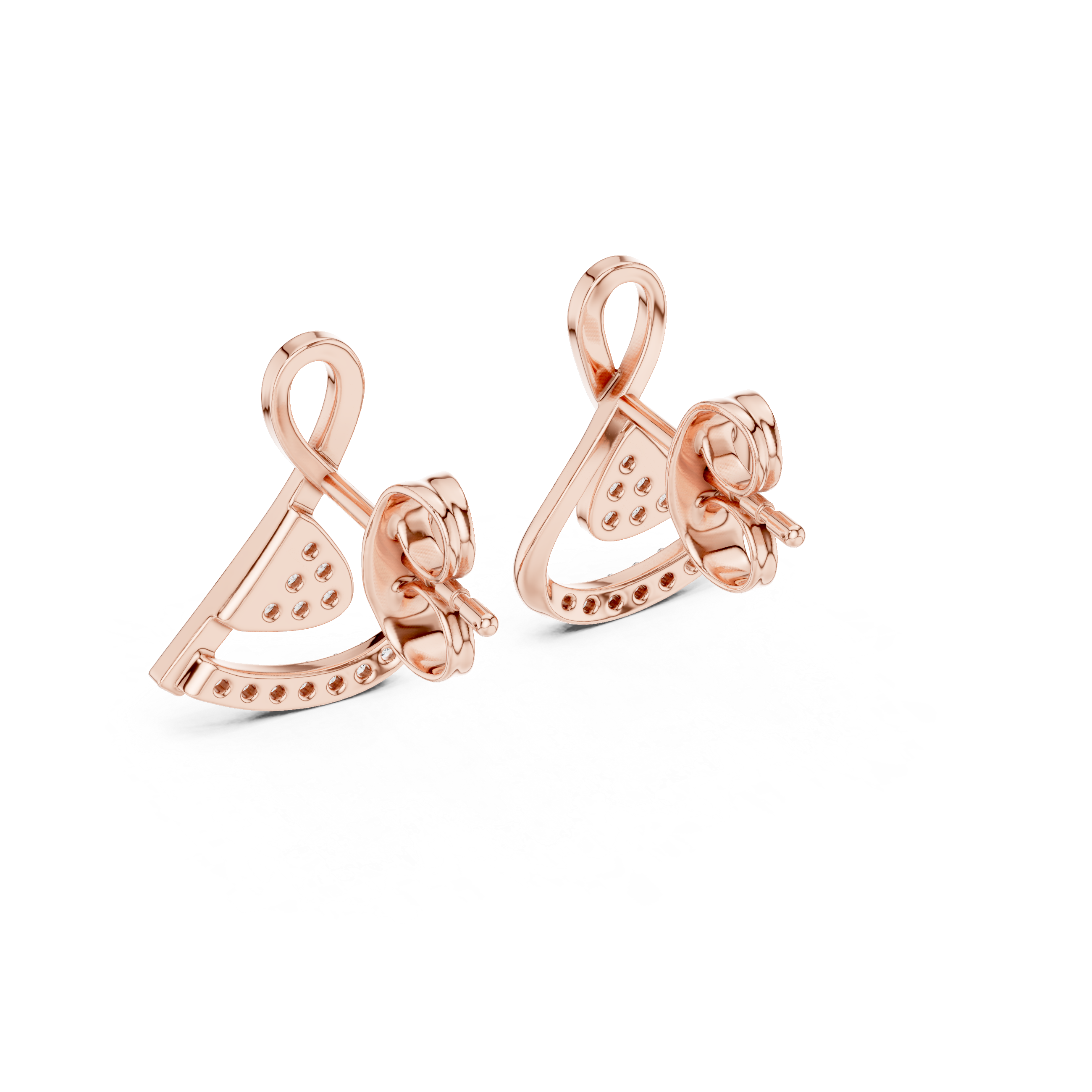 Contemporary Infinity Knot Rose Gold Earrings with Diamond Accents – Stylish Geometric Design for Women’s Fine Jewelry Collection