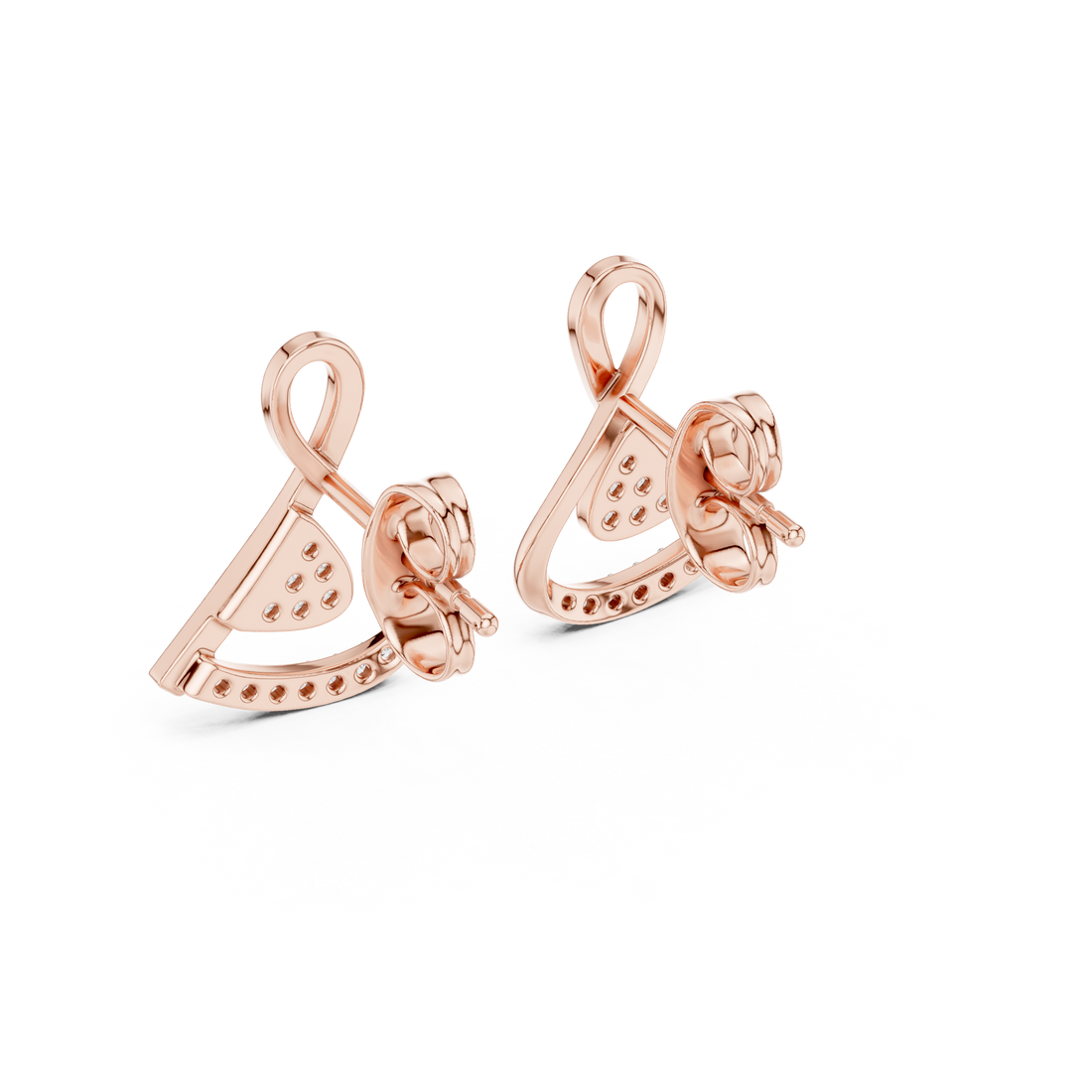 Contemporary Infinity Knot Rose Gold Earrings with Diamond Accents – Stylish Geometric Design for Women’s Fine Jewelry Collection