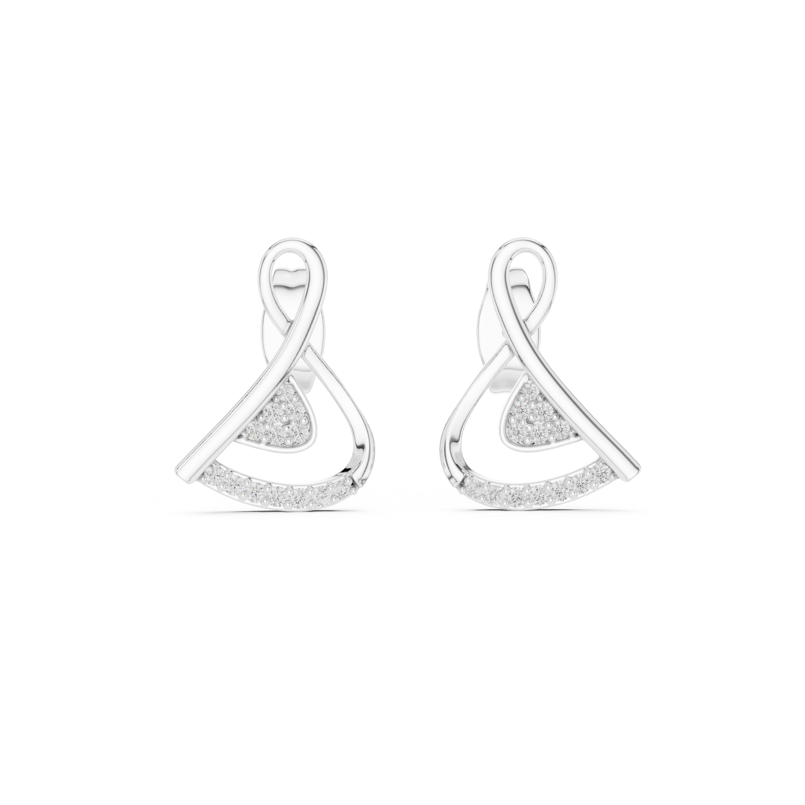Contemporary Infinity Knot Rose Gold Earrings with Diamond Accents – Stylish Geometric Design for Women’s Fine Jewelry Collection