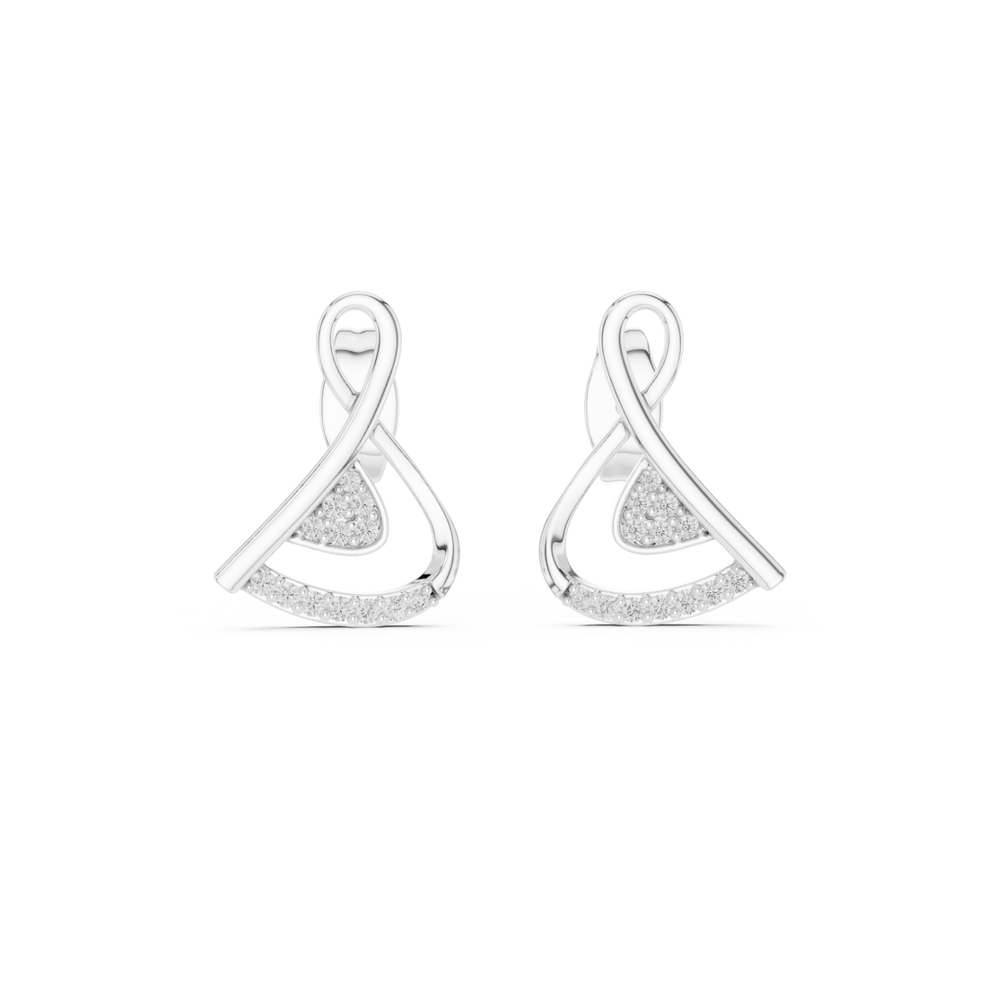 Contemporary Infinity Knot Rose Gold Earrings with Diamond Accents – Stylish Geometric Design for Women’s Fine Jewelry Collection