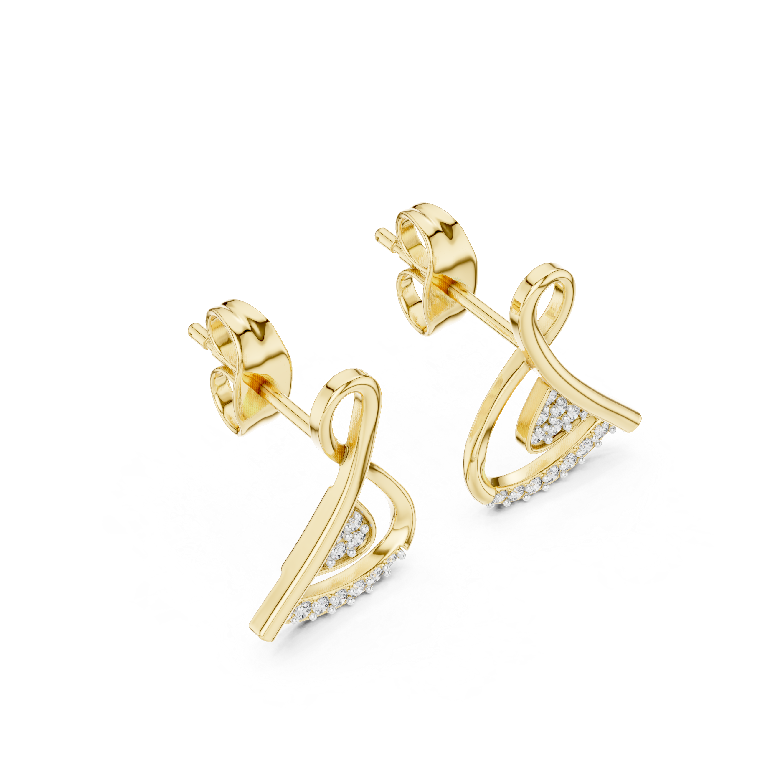 Contemporary Infinity Knot Rose Gold Earrings with Diamond Accents – Stylish Geometric Design for Women’s Fine Jewelry Collection