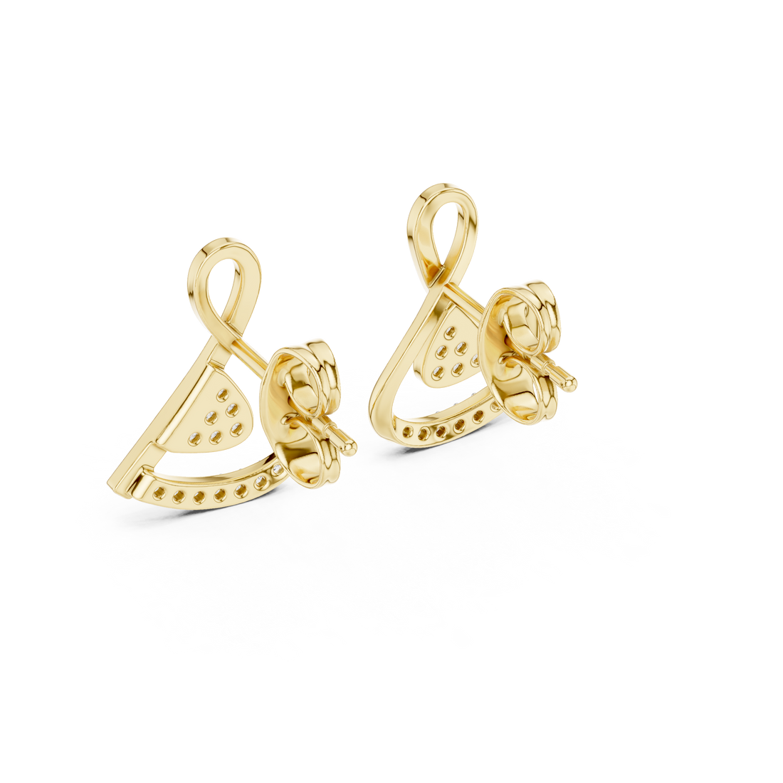 Contemporary Infinity Knot Rose Gold Earrings with Diamond Accents – Stylish Geometric Design for Women’s Fine Jewelry Collection