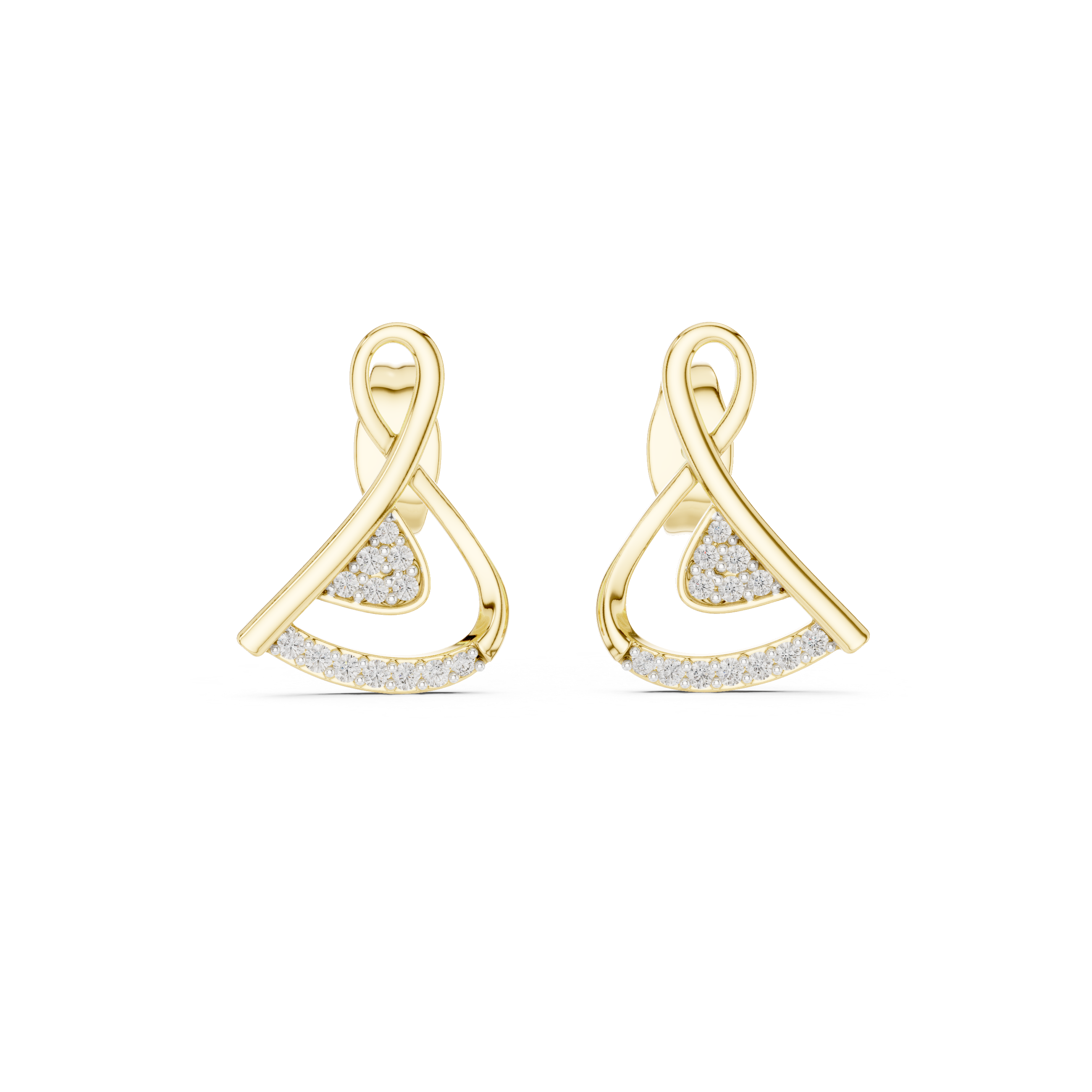 Contemporary Infinity Knot Rose Gold Earrings with Diamond Accents – Stylish Geometric Design for Women’s Fine Jewelry Collection