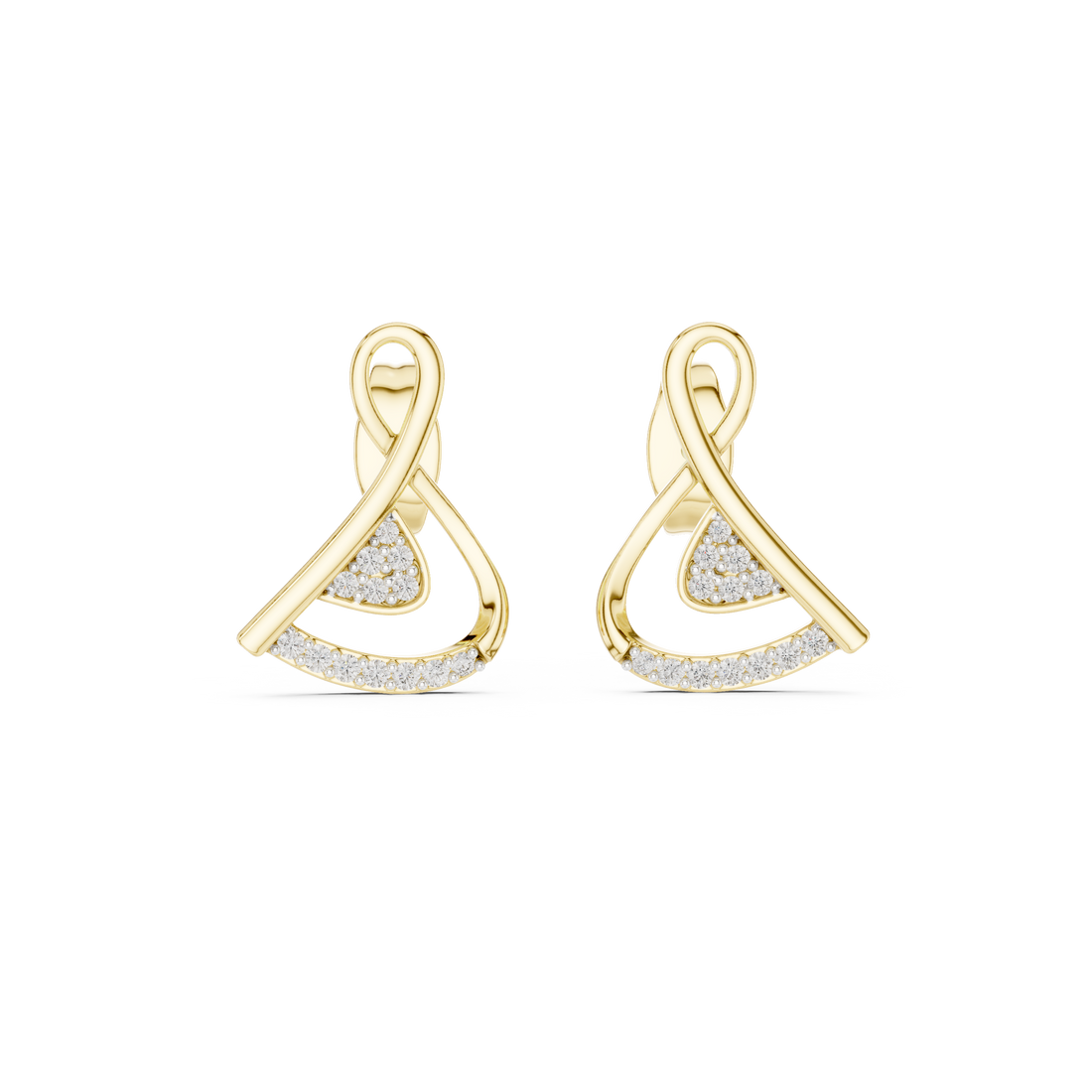 Contemporary Infinity Knot Rose Gold Earrings with Diamond Accents – Stylish Geometric Design for Women’s Fine Jewelry Collection
