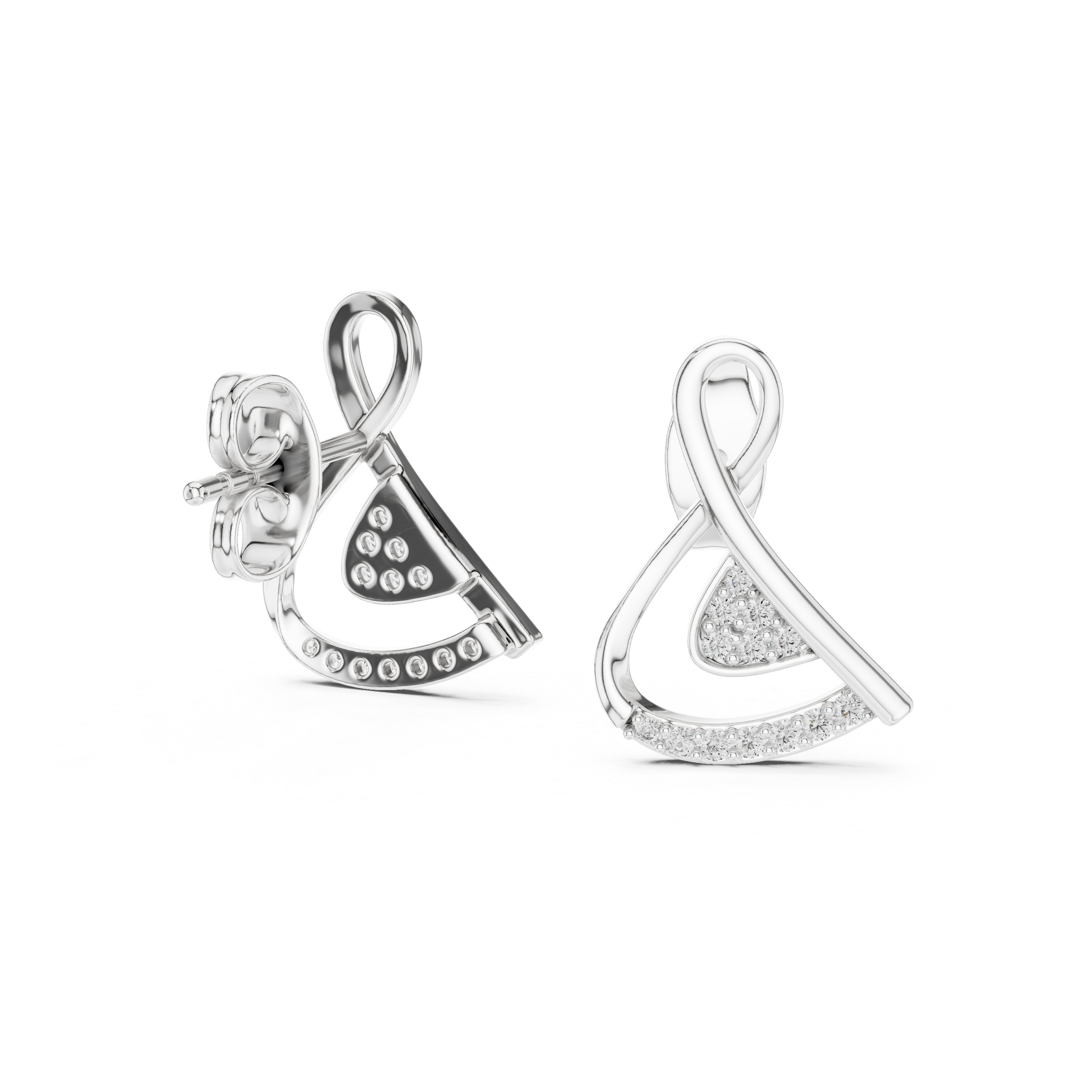 Contemporary Infinity Knot Rose Gold Earrings with Diamond Accents – Stylish Geometric Design for Women’s Fine Jewelry Collection