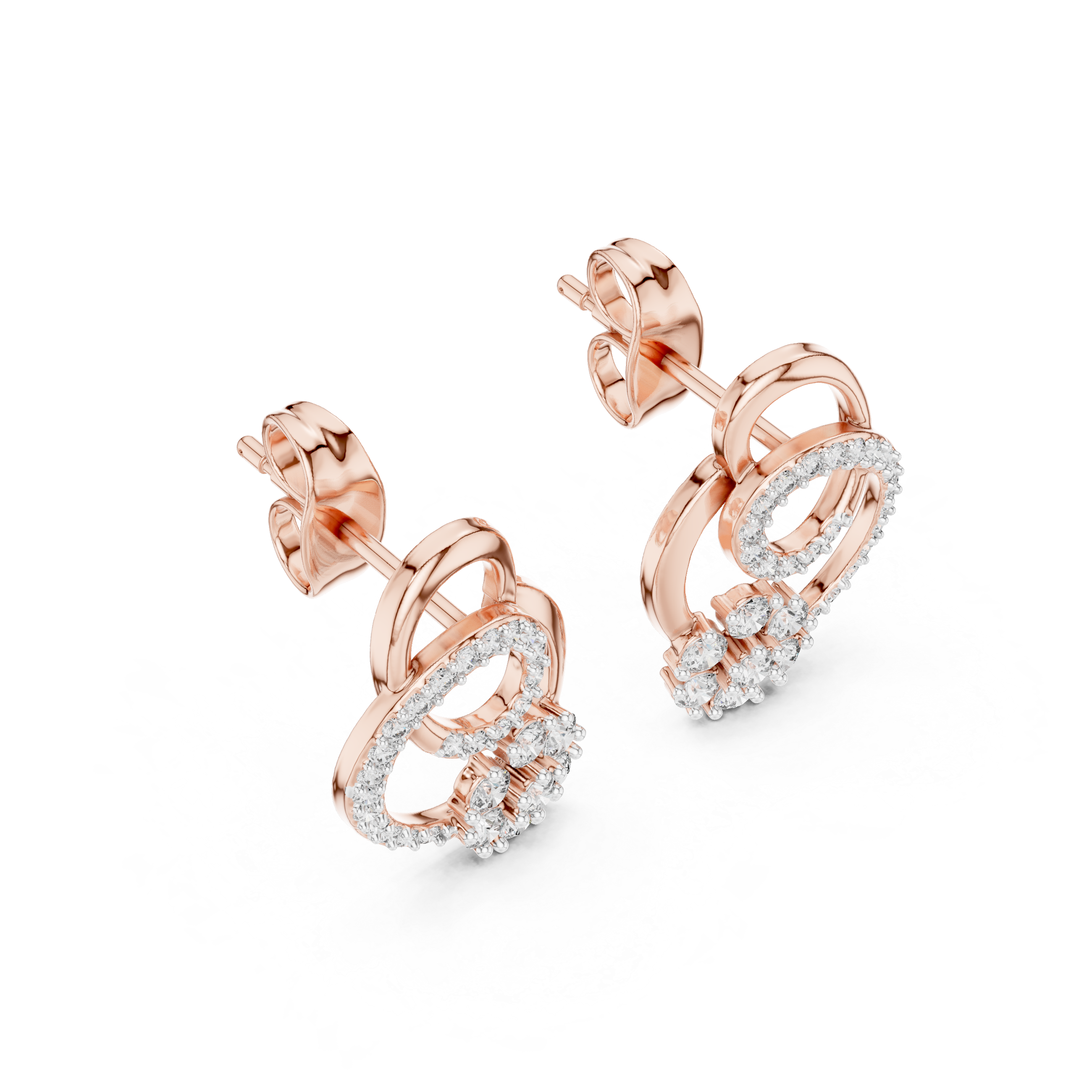 Designer Earrings in Gold with Diamond Embellishments – Modern Artistic Jewelry for Elegant Women