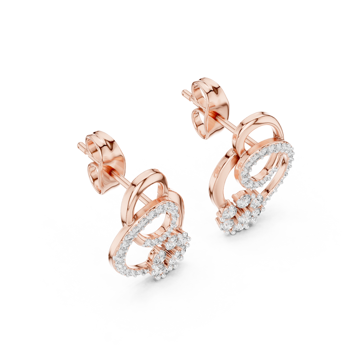 Designer Earrings in Gold with Diamond Embellishments – Modern Artistic Jewelry for Elegant Women