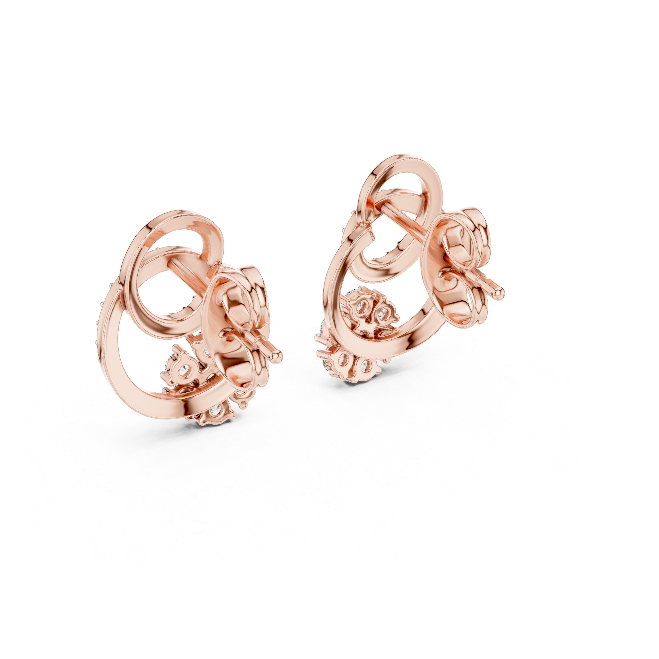 Designer Earrings in Gold with Diamond Embellishments – Modern Artistic Jewelry for Elegant Women