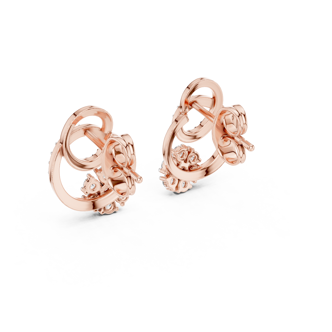 Designer Earrings in Gold with Diamond Embellishments – Modern Artistic Jewelry for Elegant Women