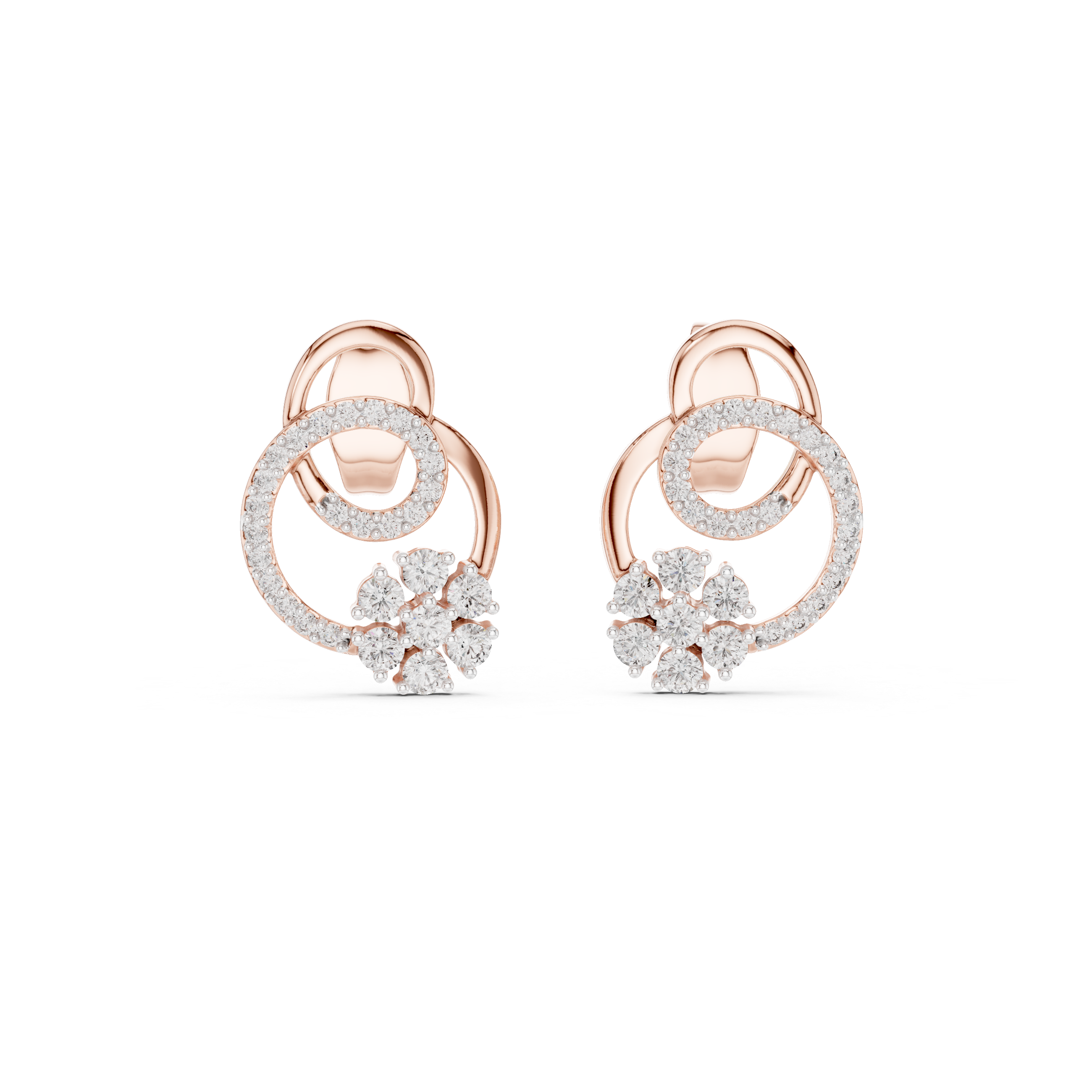Designer Earrings in Gold with Diamond Embellishments – Modern Artistic Jewelry for Elegant Women