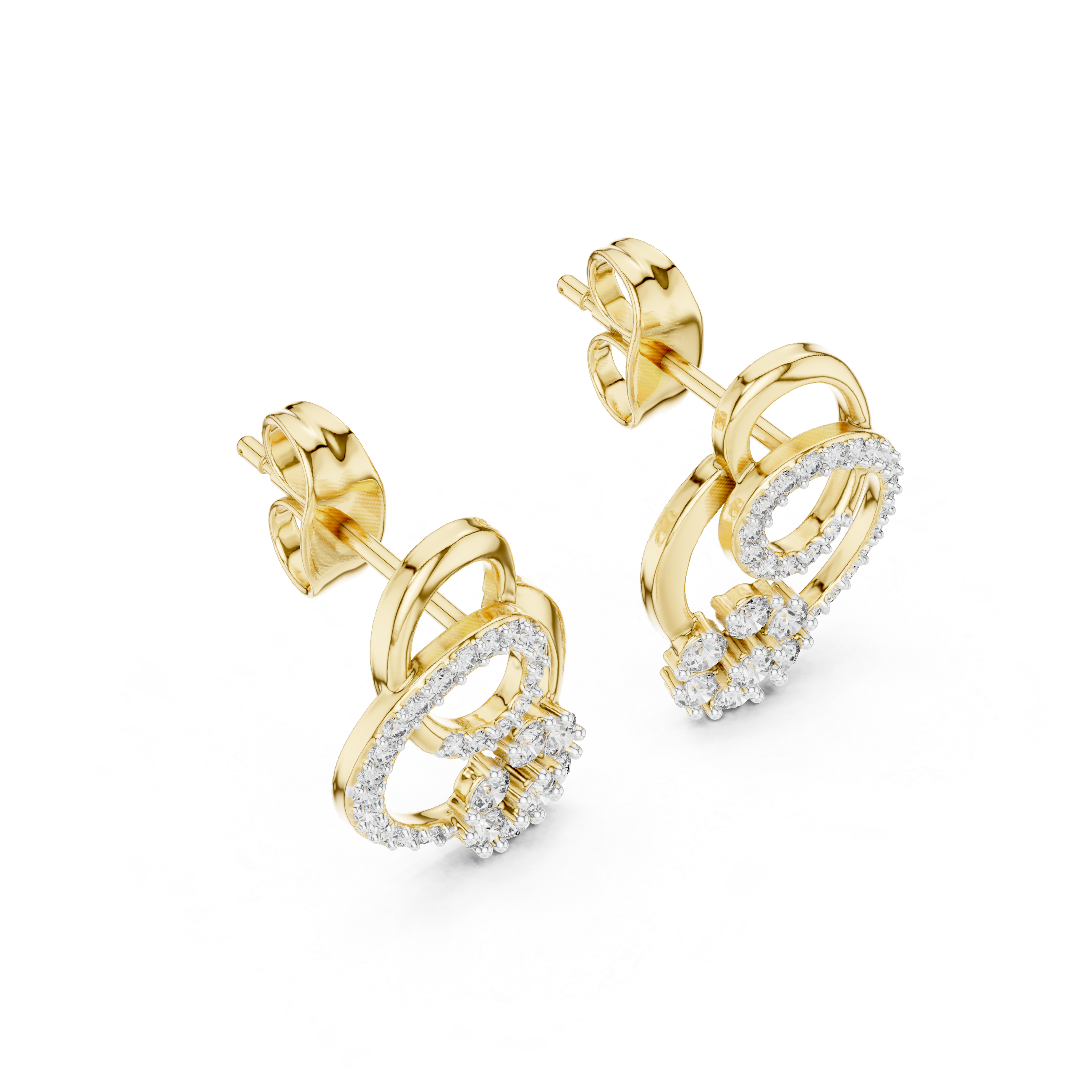 Designer Earrings in Gold with Diamond Embellishments – Modern Artistic Jewelry for Elegant Women