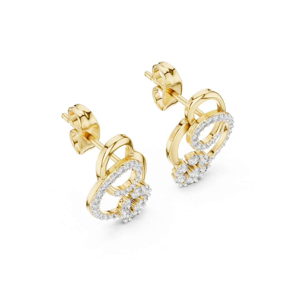 Designer Earrings in Gold with Diamond Embellishments – Modern Artistic Jewelry for Elegant Women