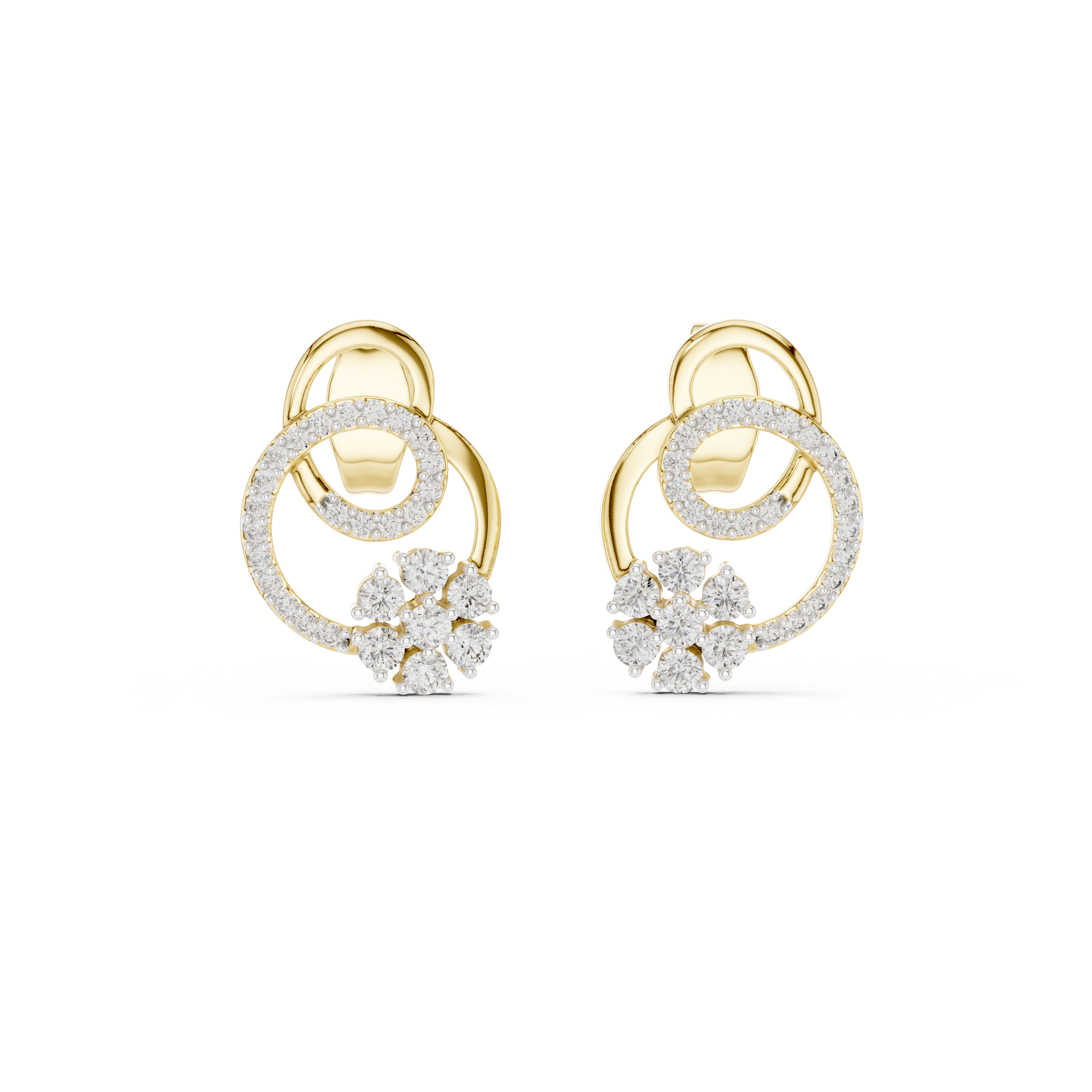 Designer Earrings in Gold with Diamond Embellishments – Modern Artistic Jewelry for Elegant Women