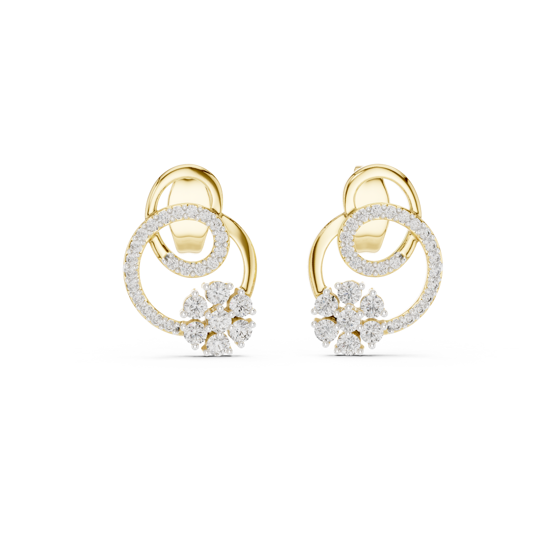 Designer Earrings in Gold with Diamond Embellishments – Modern Artistic Jewelry for Elegant Women