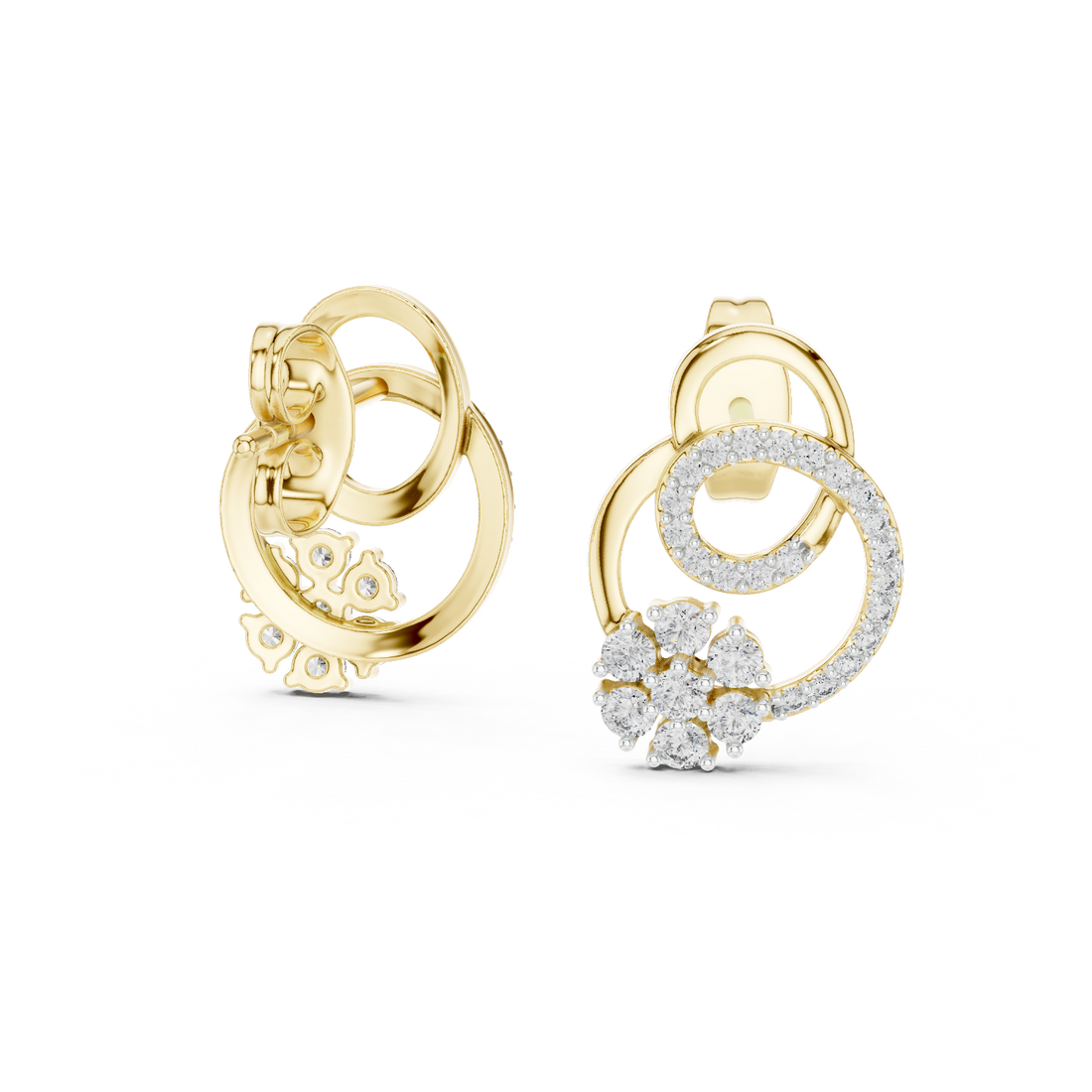Designer Earrings in Gold with Diamond Embellishments – Modern Artistic Jewelry for Elegant Women