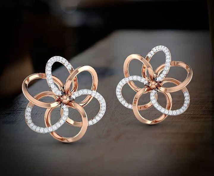 Minimalist Floral Twist Stud Earrings with Sparkling Diamonds – Elegant Contemporary Jewelry for Everyday Glamour