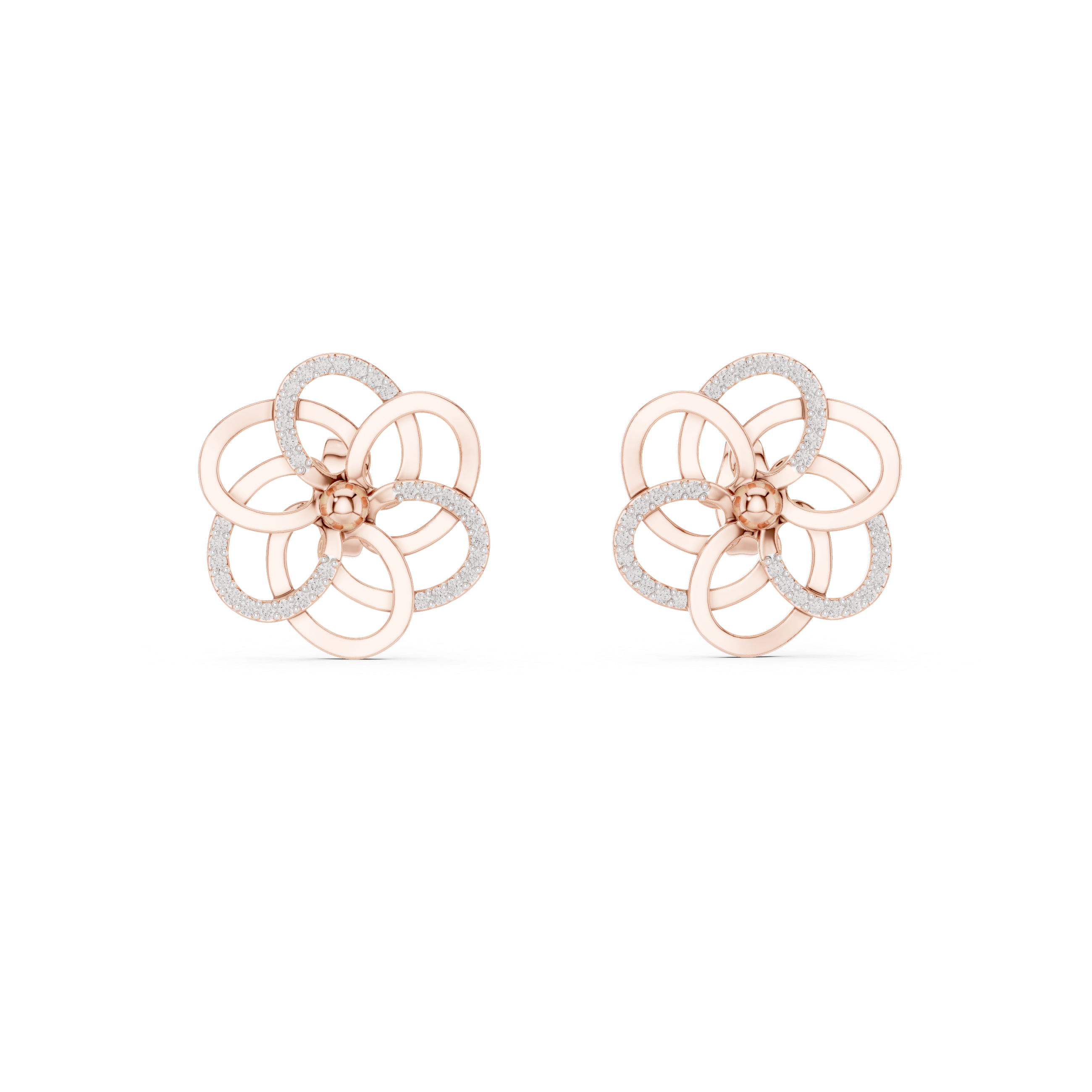 Minimalist Floral Twist Stud Earrings with Sparkling Diamonds – Elegant Contemporary Jewelry for Everyday Glamour