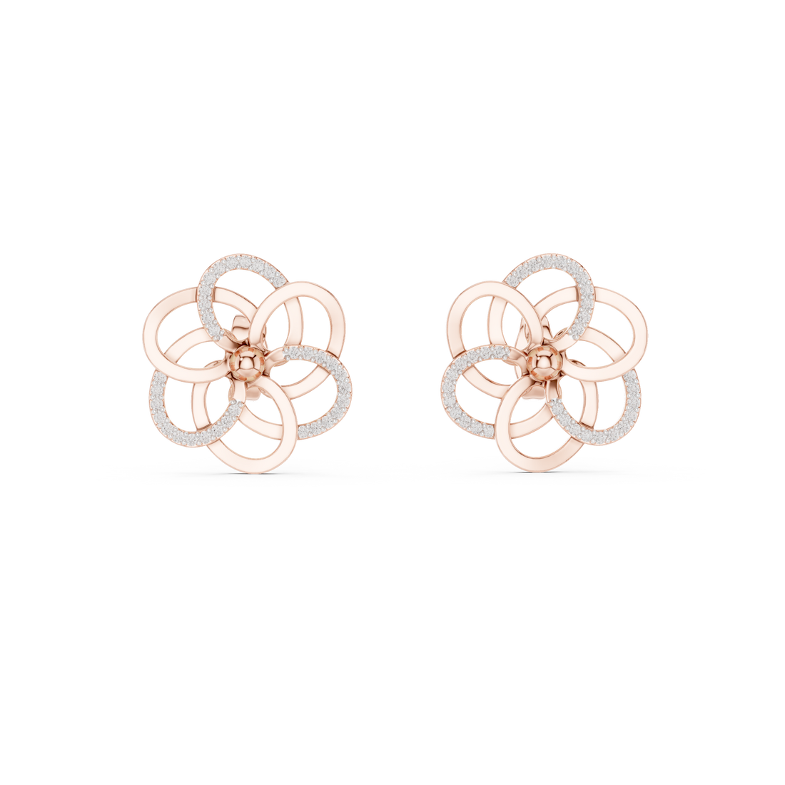 Minimalist Floral Twist Stud Earrings with Sparkling Diamonds – Elegant Contemporary Jewelry for Everyday Glamour