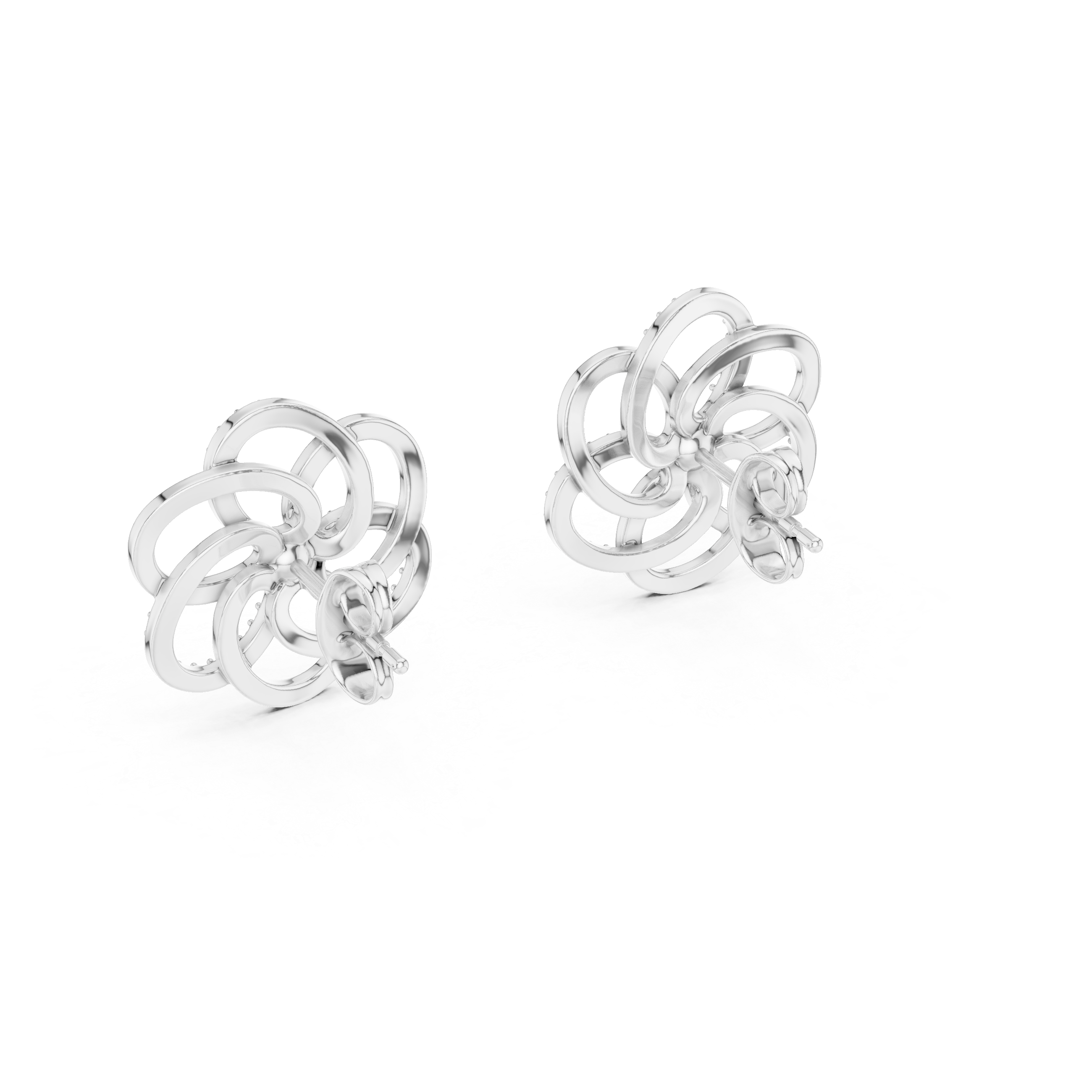 Minimalist Floral Twist Stud Earrings with Sparkling Diamonds – Elegant Contemporary Jewelry for Everyday Glamour