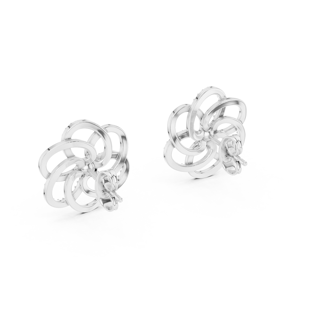 Minimalist Floral Twist Stud Earrings with Sparkling Diamonds – Elegant Contemporary Jewelry for Everyday Glamour