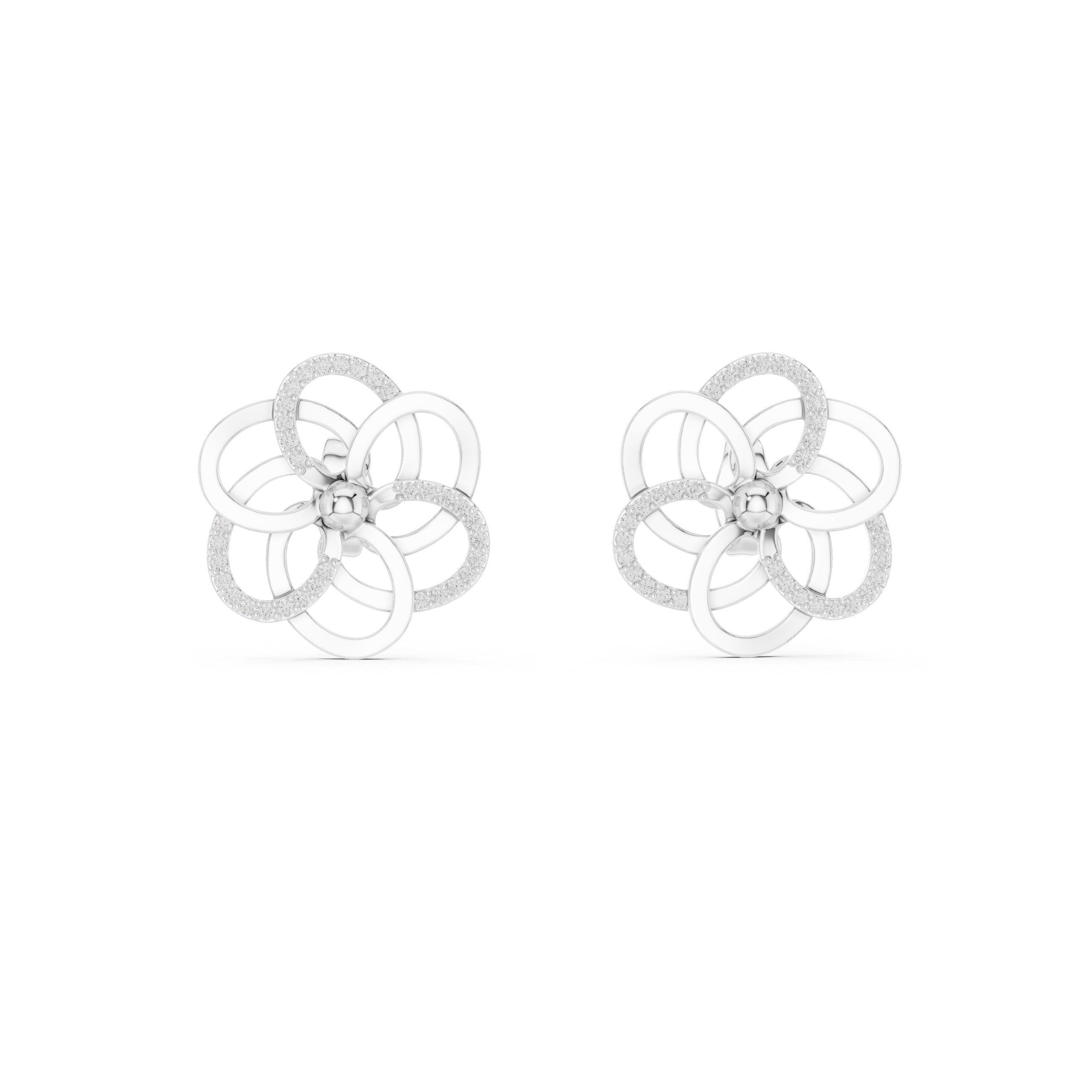 Minimalist Floral Twist Stud Earrings with Sparkling Diamonds – Elegant Contemporary Jewelry for Everyday Glamour
