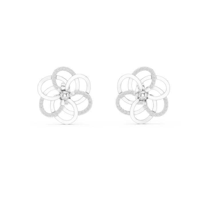 Minimalist Floral Twist Stud Earrings with Sparkling Diamonds – Elegant Contemporary Jewelry for Everyday Glamour