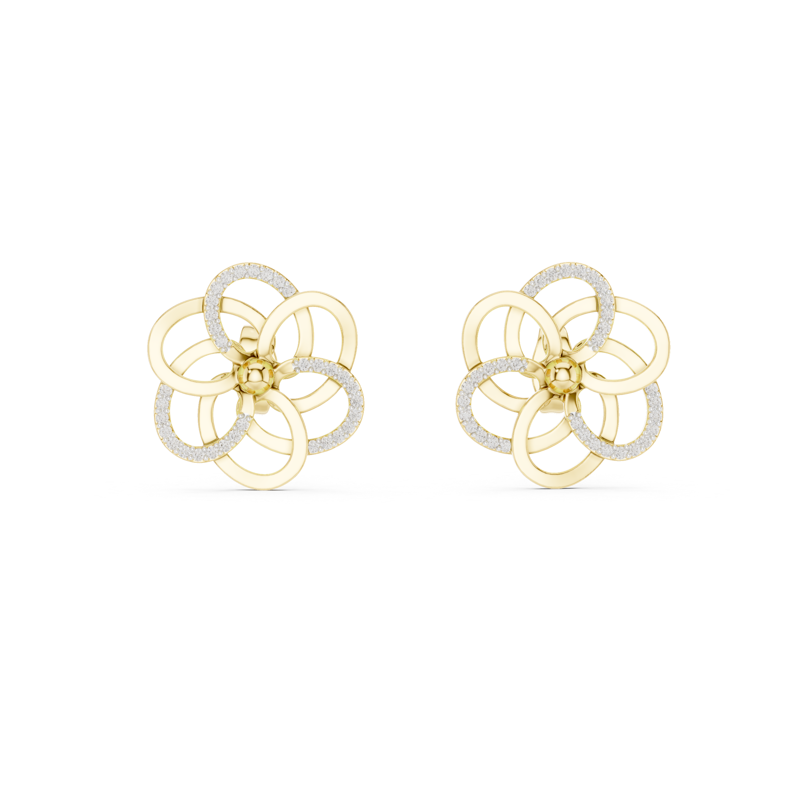 Minimalist Floral Twist Stud Earrings with Sparkling Diamonds – Elegant Contemporary Jewelry for Everyday Glamour