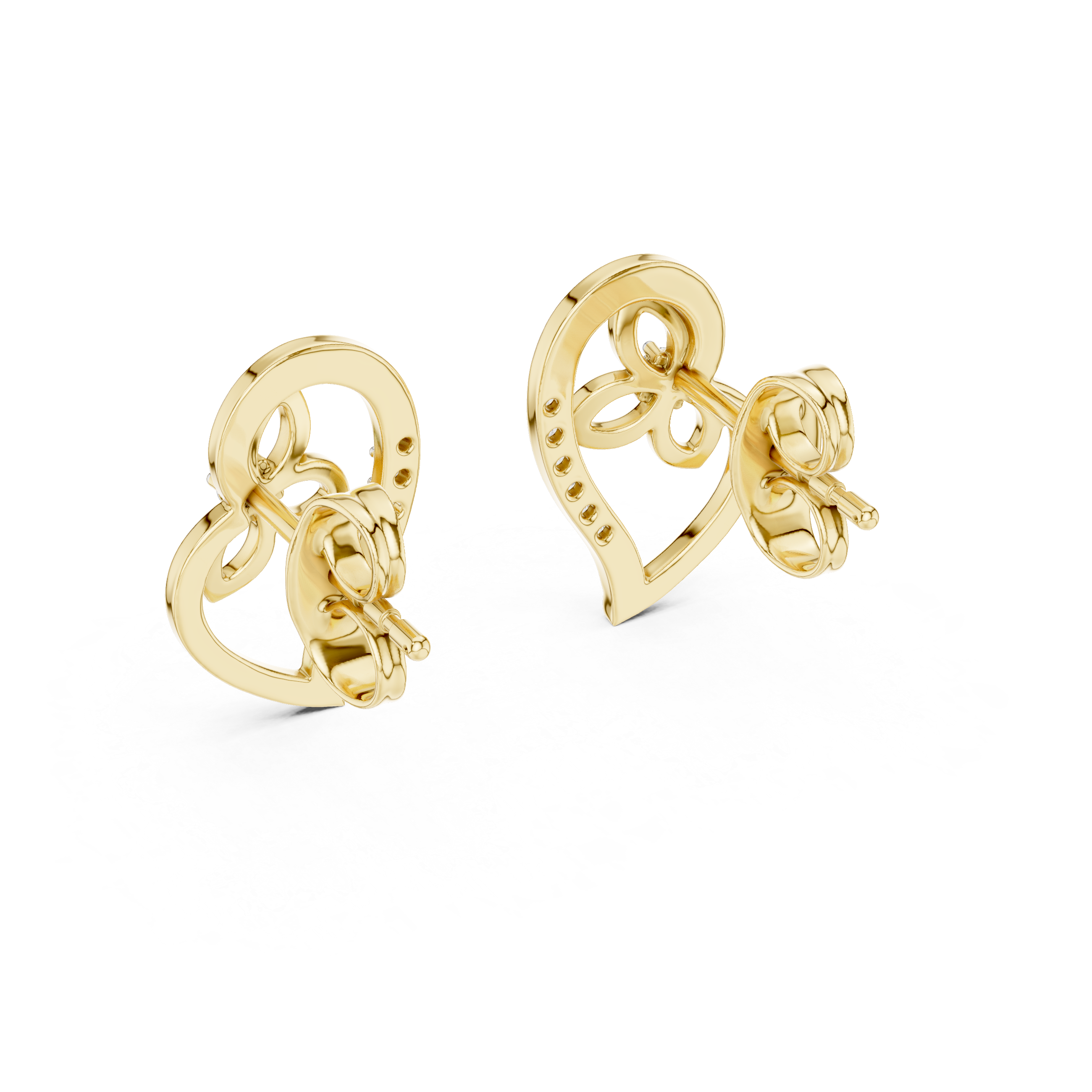 Luxury Open Heart Diamond Earrings in Rose Gold – Floral Inspired Design with Brilliant Pavé Setting