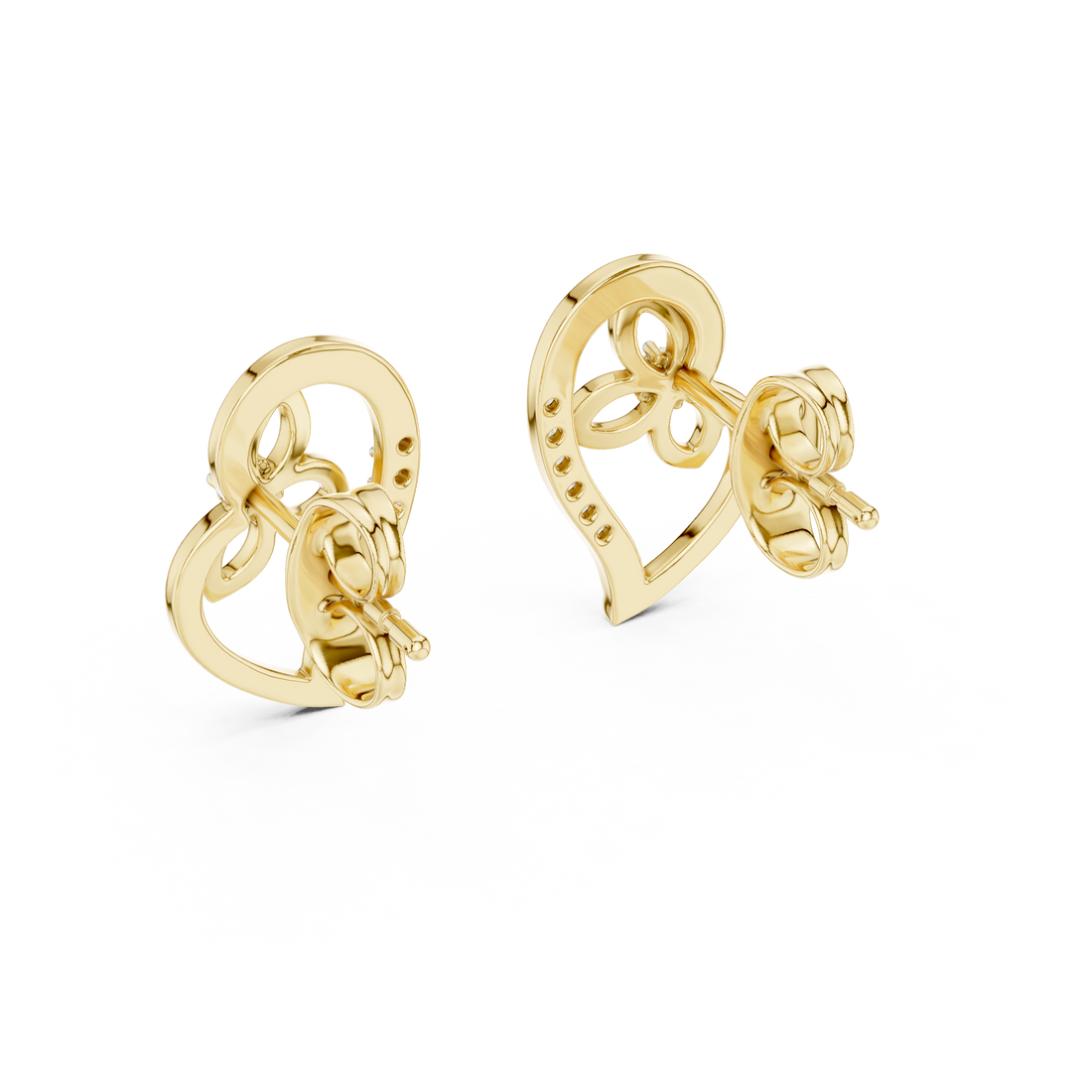 Luxury Open Heart Diamond Earrings in Rose Gold – Floral Inspired Design with Brilliant Pavé Setting
