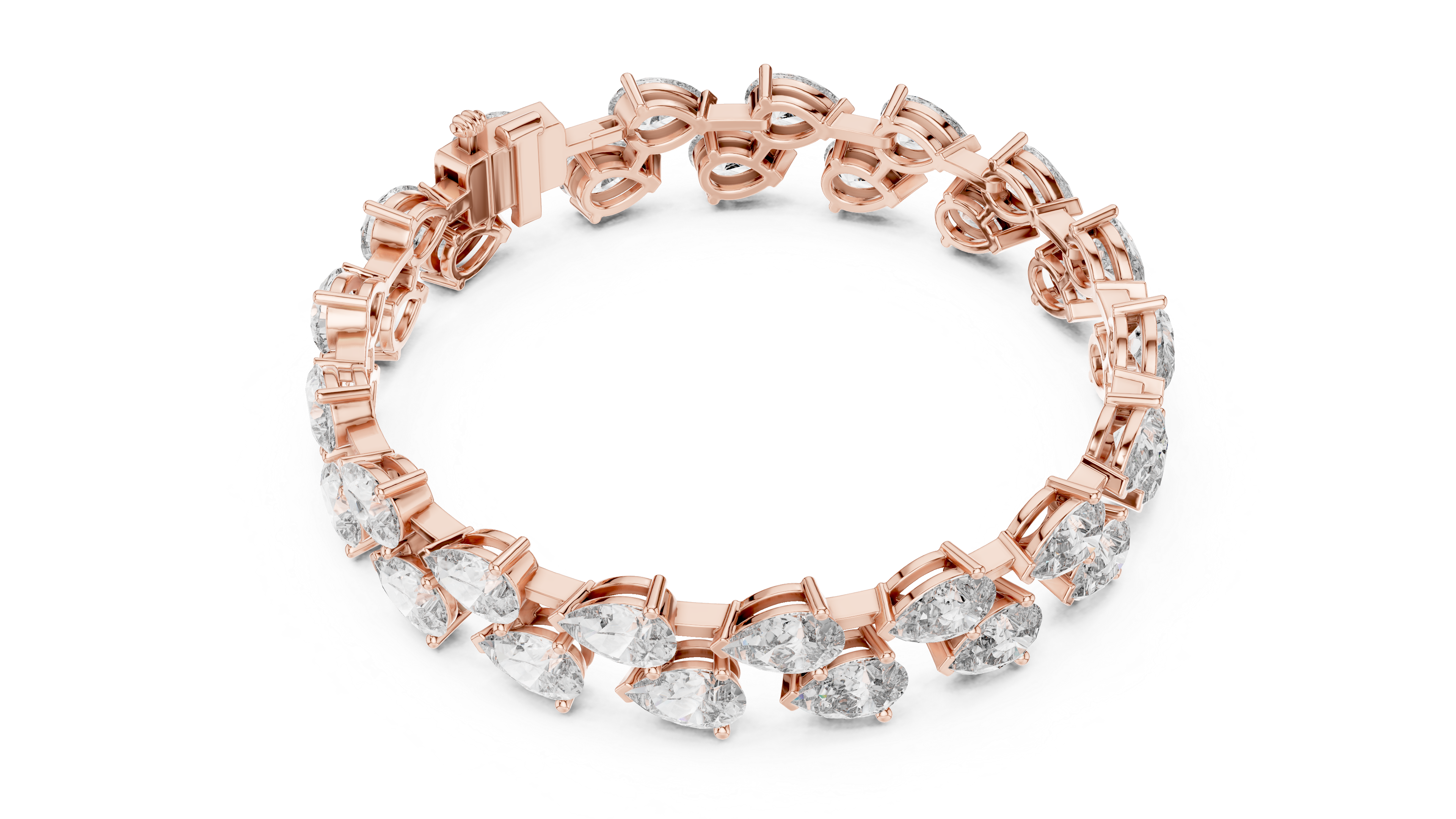 Elegant Pear Shape Diamond Bracelet in Rose Gold