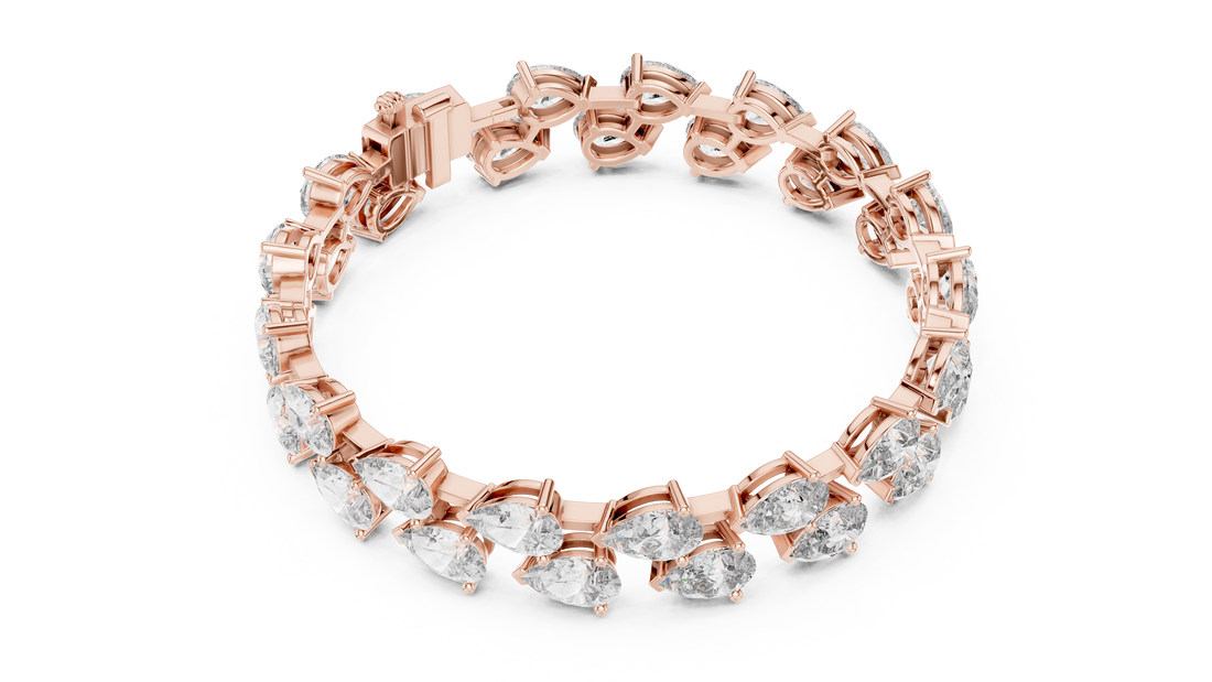 Elegant Pear Shape Diamond Bracelet in Rose Gold