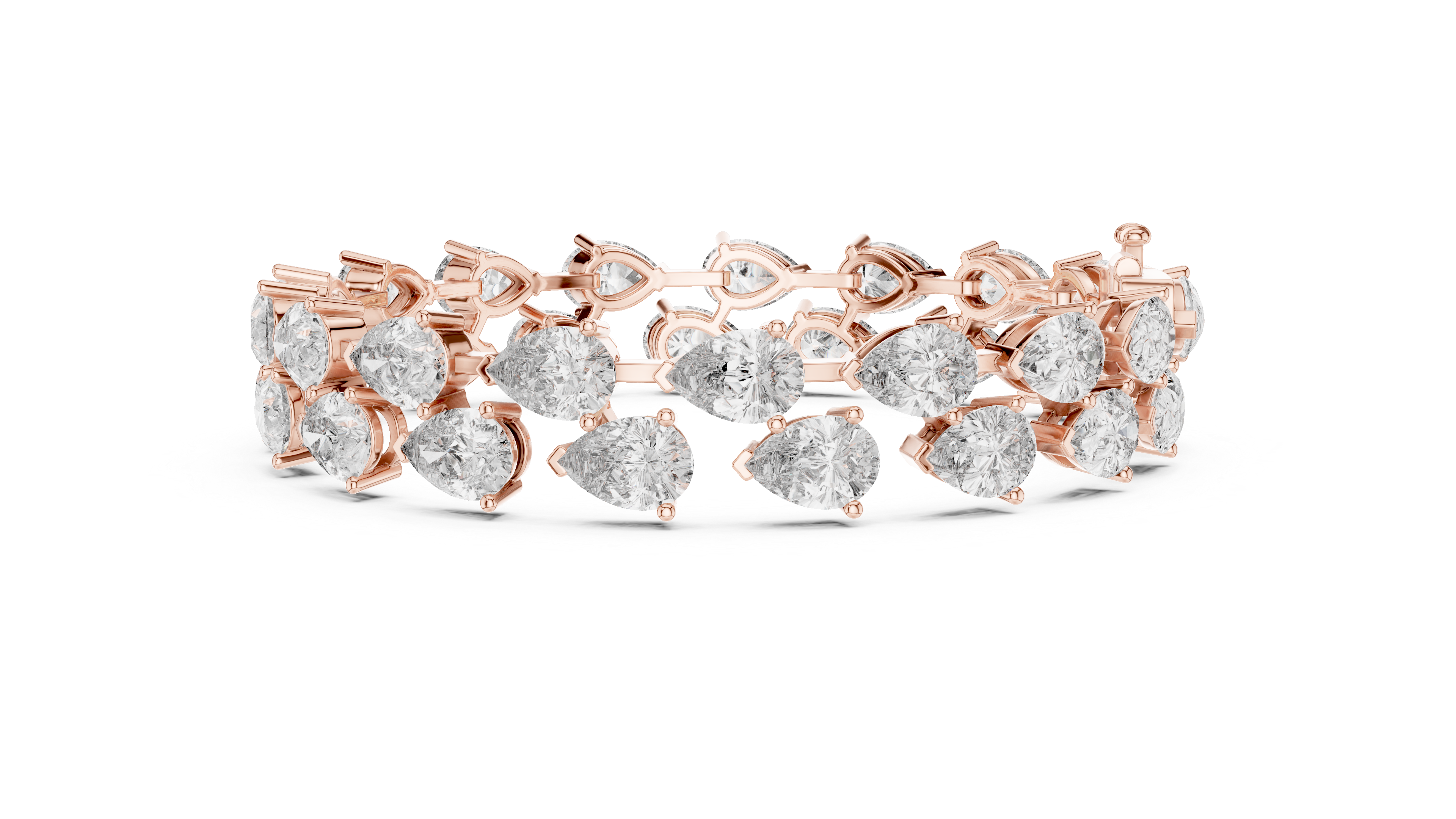 Elegant Pear Shape Diamond Bracelet in Rose Gold