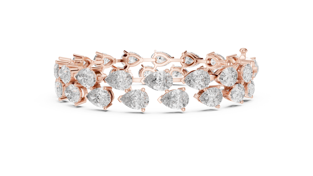 Elegant Pear Shape Diamond Bracelet in Rose Gold