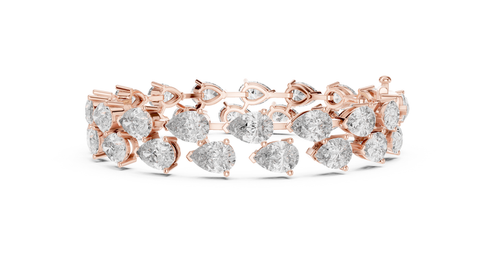 Elegant Pear Shape Diamond Bracelet in Rose Gold