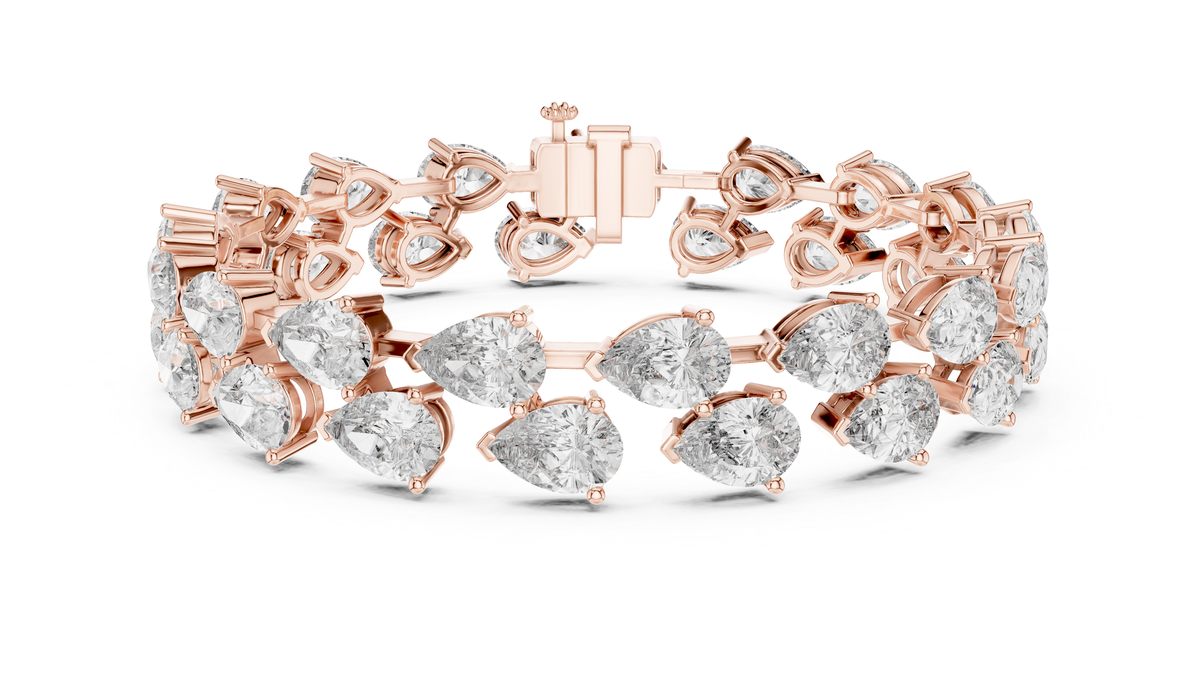 Elegant Pear Shape Diamond Bracelet in Rose Gold