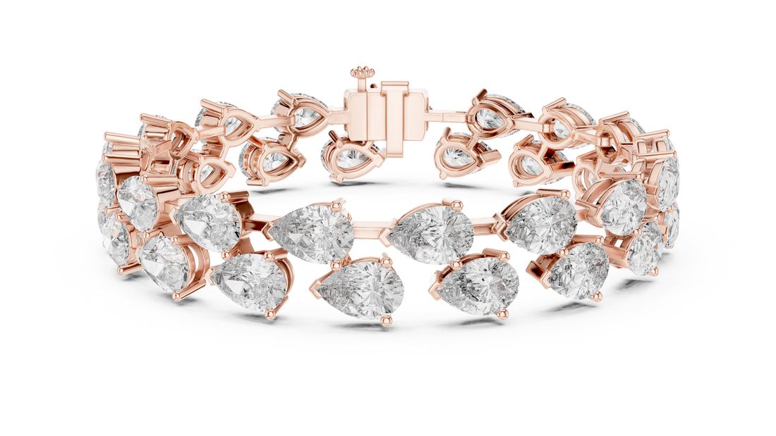 Elegant Pear Shape Diamond Bracelet in Rose Gold