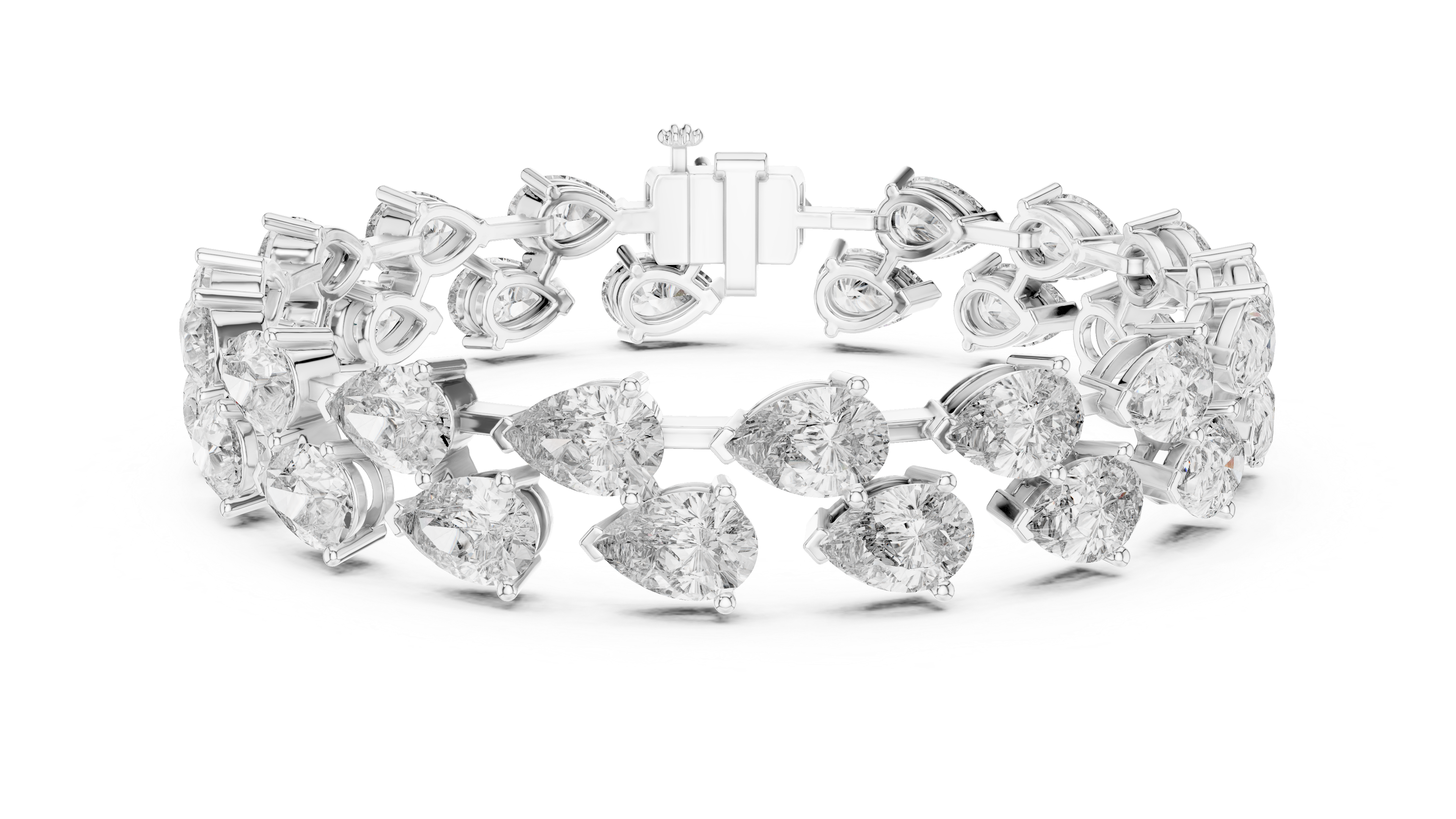 Elegant Pear Shape Diamond Bracelet in Rose Gold