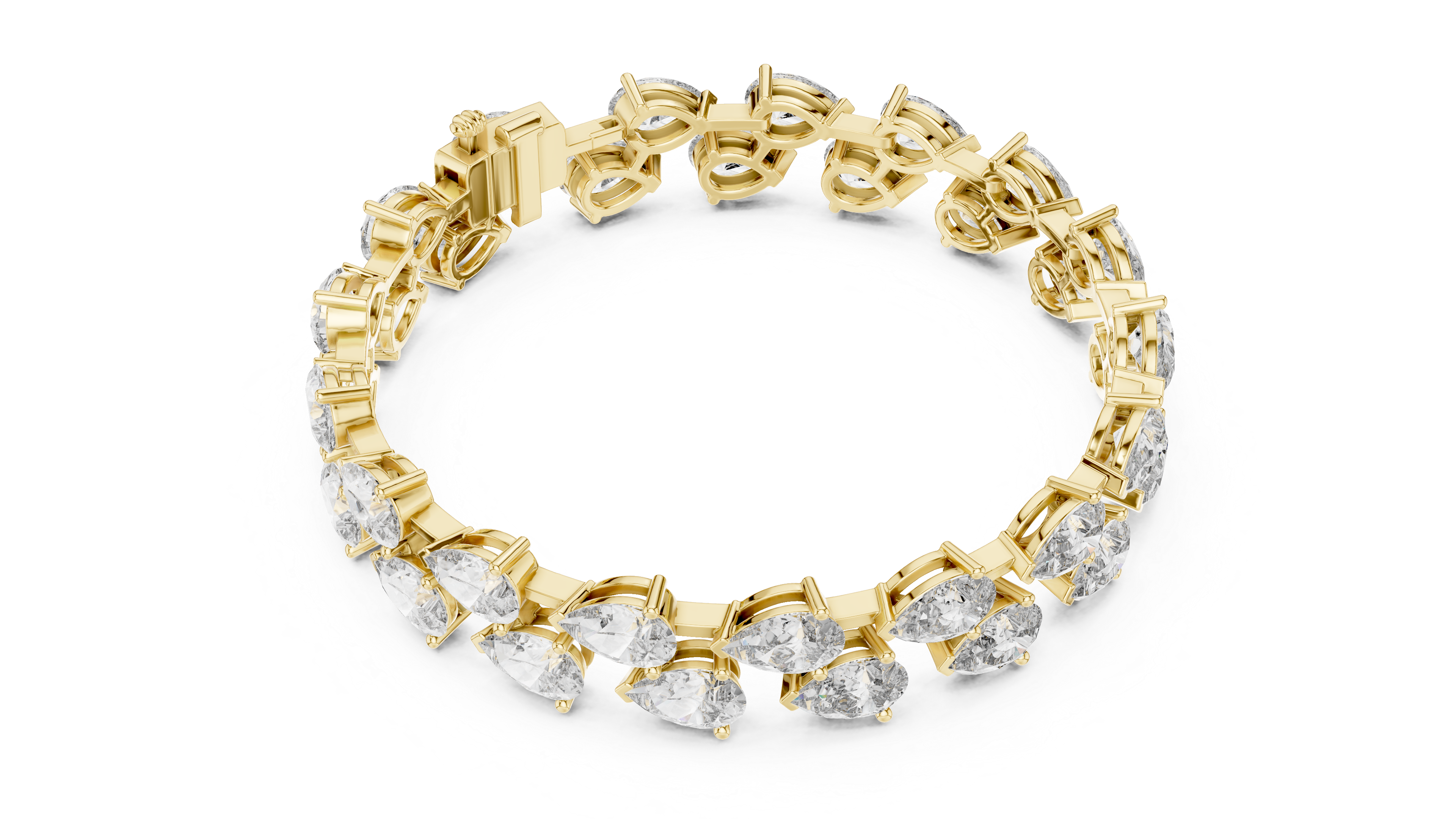 Elegant Pear Shape Diamond Bracelet in Rose Gold